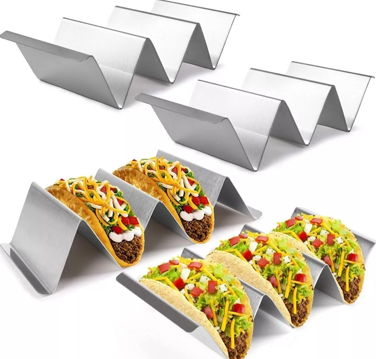 Plato Porta Tacos Acero Inoxidable 5 Piezas 