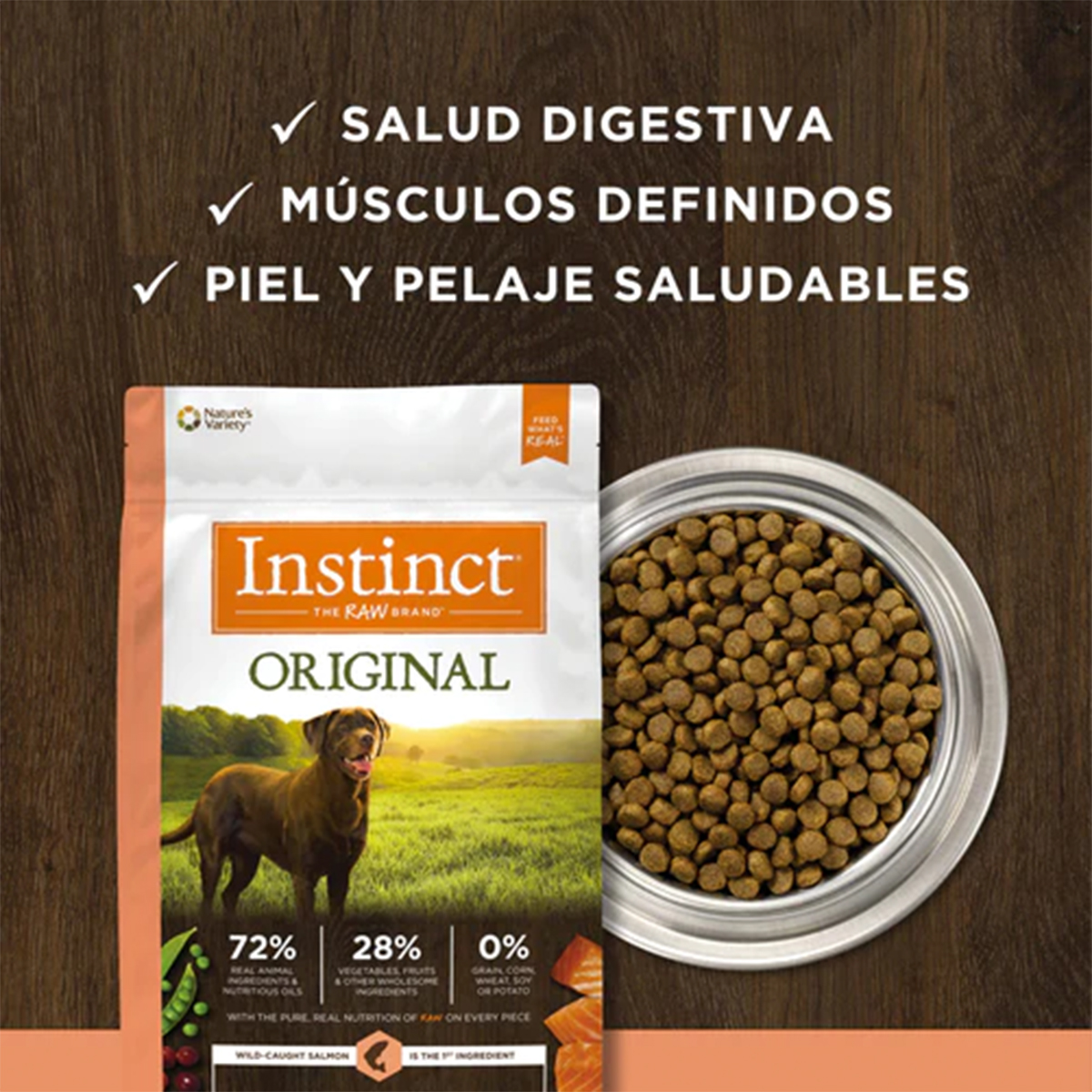 Instinct Original Alimento para Perro con Carne Real de Salmón, Alto en Proteína y libre de granos, 1.8kg