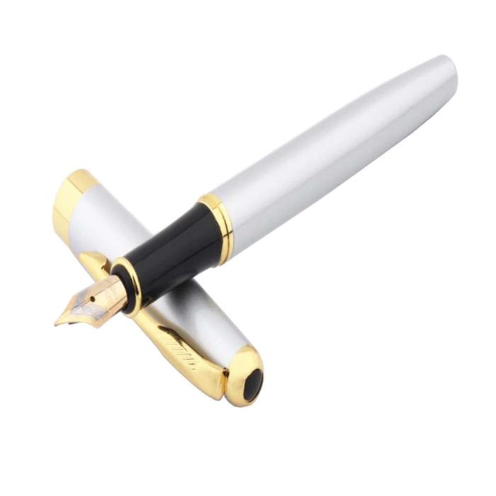 Pluma Fuente Elegante MXLSX-011-1 1pza 0,5mm Punta PlataOro 1 Tinta Rosa Acero Inoxidable Para Cartucho SmallCartri 3,4mm, SilverLux