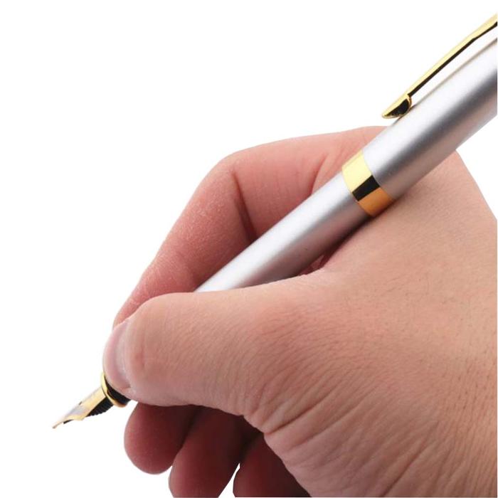 Pluma Fuente Elegante MXLSX-011-1 1pza 0,5mm Punta PlataOro 1 Tinta Rosa Acero Inoxidable Para Cartucho SmallCartri 3,4mm, SilverLux