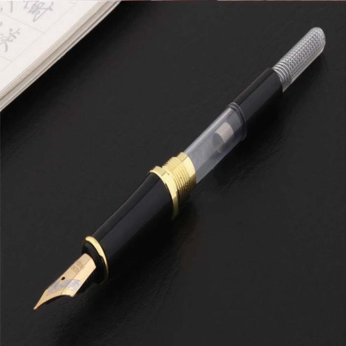 Pluma Fuente Elegante MXLSX-011-1 1pza 0,5mm Punta PlataOro 1 Tinta Rosa Acero Inoxidable Para Cartucho SmallCartri 3,4mm, SilverLux