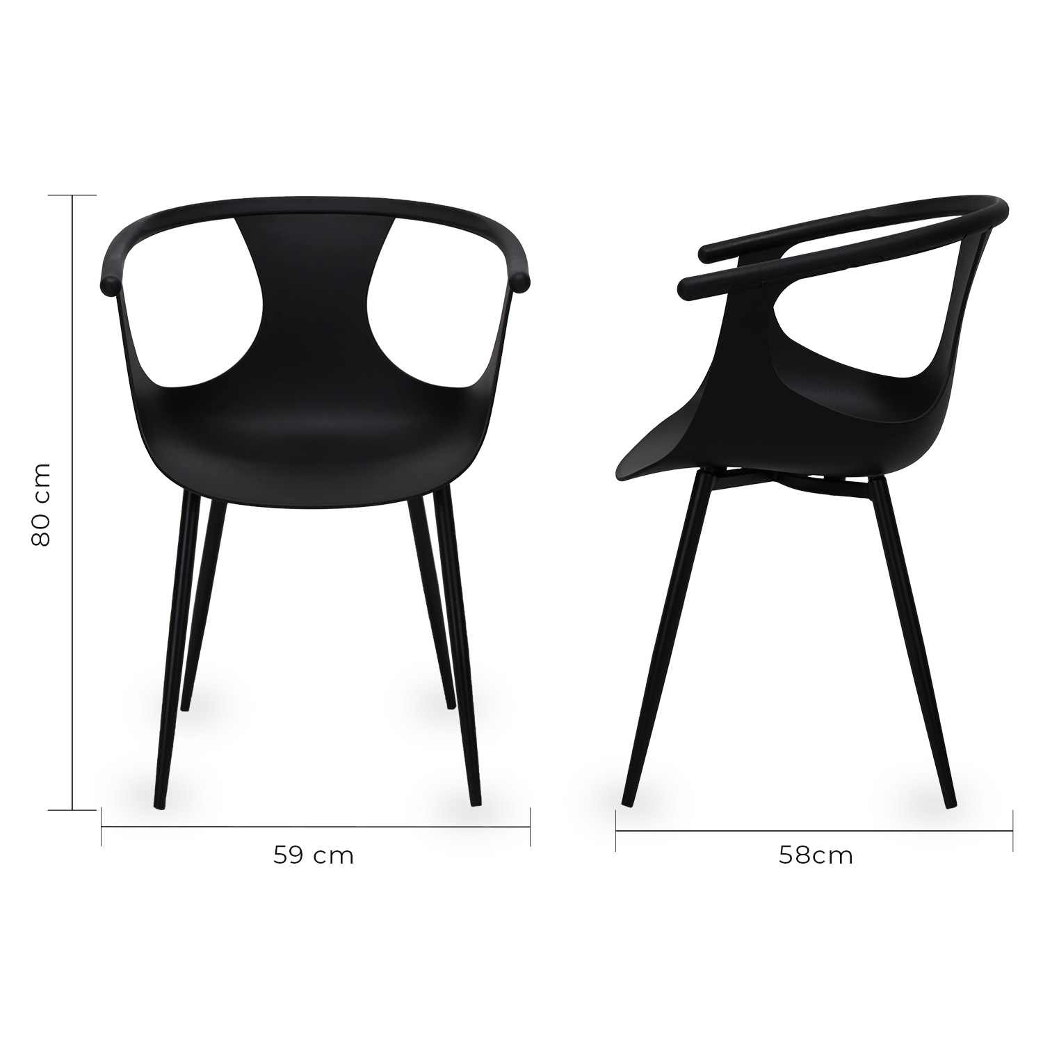 Juego de 4 Sillas para Comedor Nordico Minimalista Catanzaro Negro Mundo In	