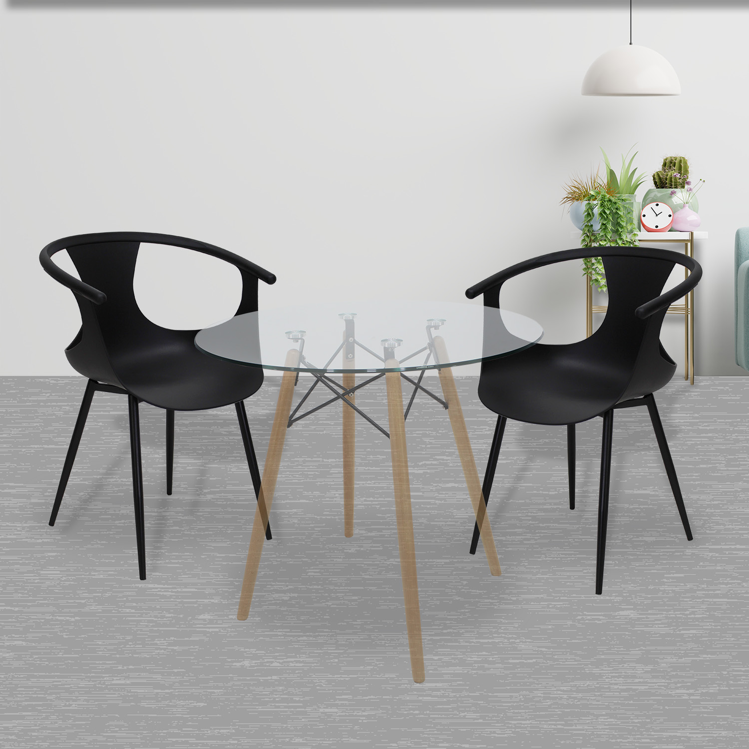 Juego de 4 Sillas para Comedor Nordico Minimalista Catanzaro Negro Mundo In	