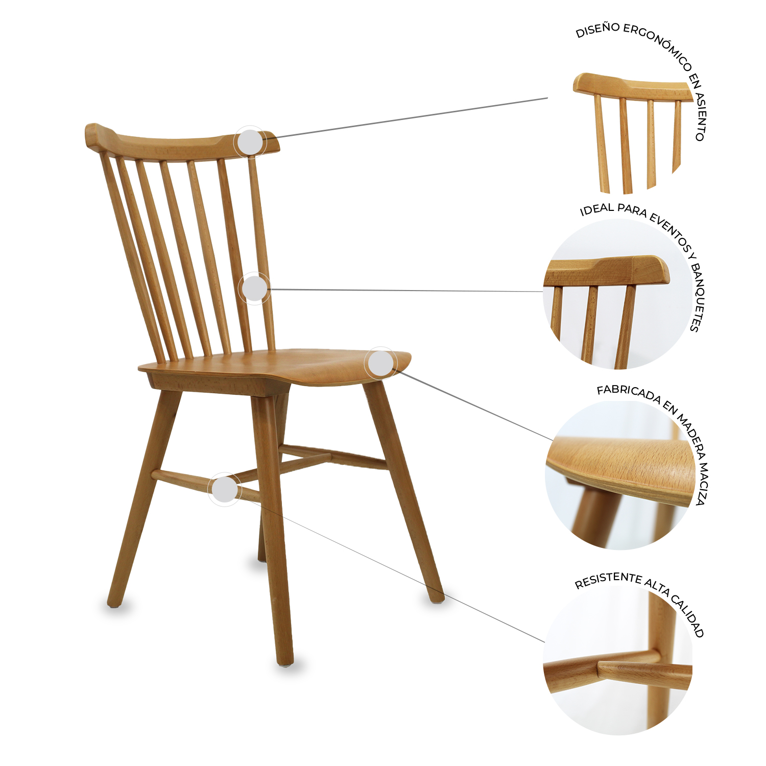 Silla Comedor Hogar Nordico Keops Natural Interior Exterior Mundo In