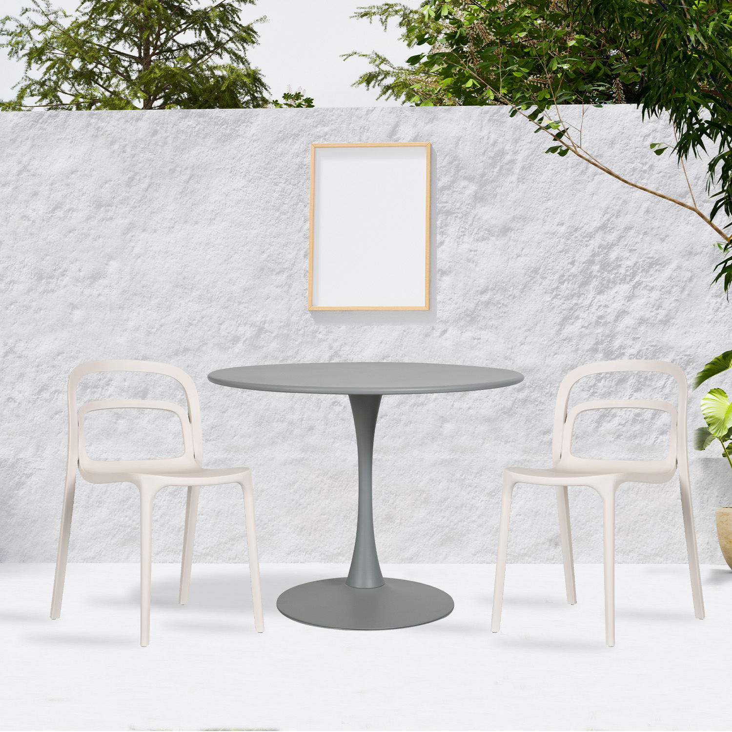 Mesa Alta Vittoria 100 cm Gris Redonda para Exterior Mundo In