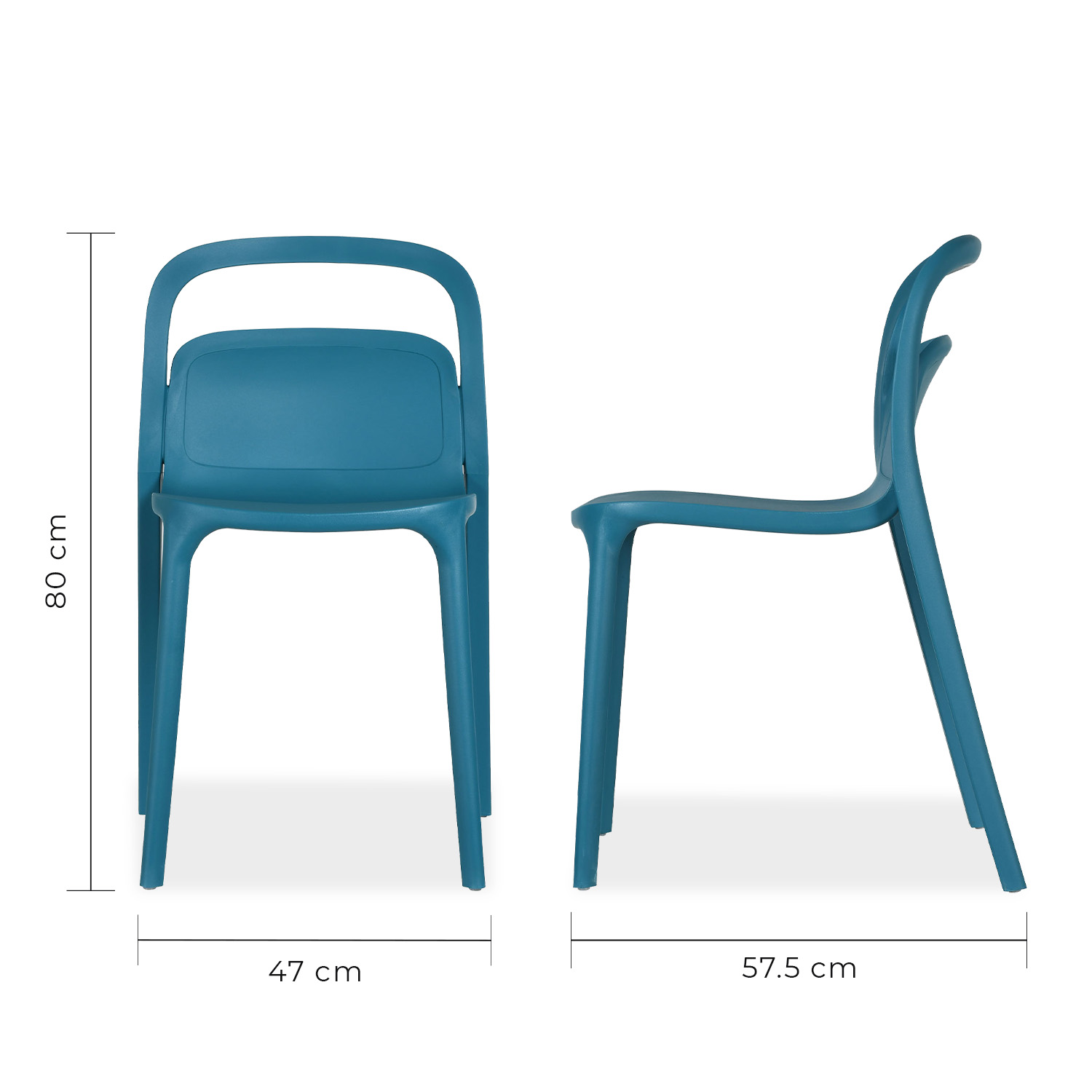 Set 4 Sillas Minimalista Asti Var Azul Polipropileno Exterior Mundo