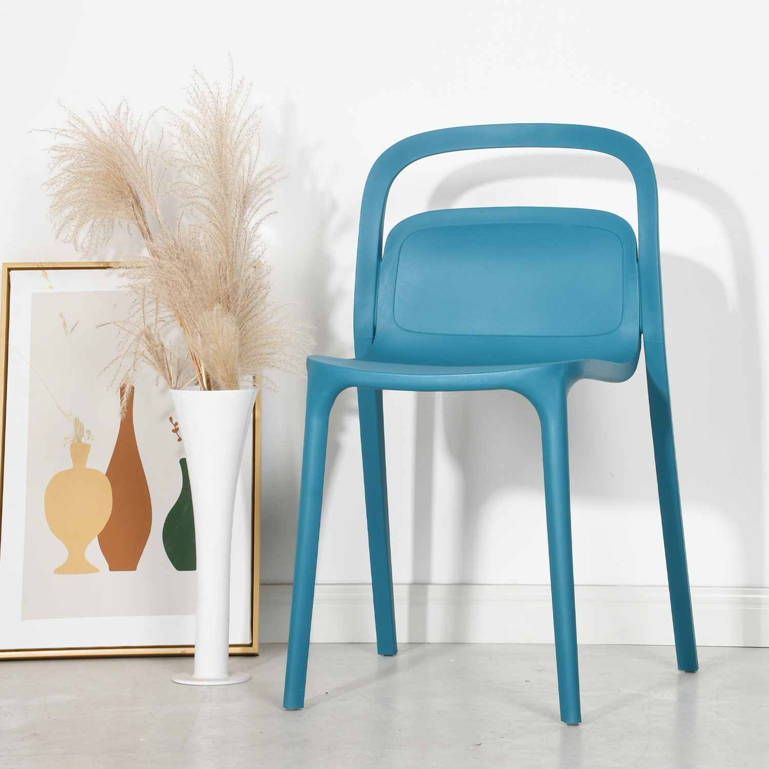 Set 4 Sillas Minimalista Asti Var Azul Polipropileno Exterior Mundo