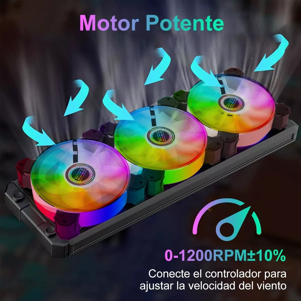Kit 3 Ventiladores Rgb Pc Gamer Radiador Disipador