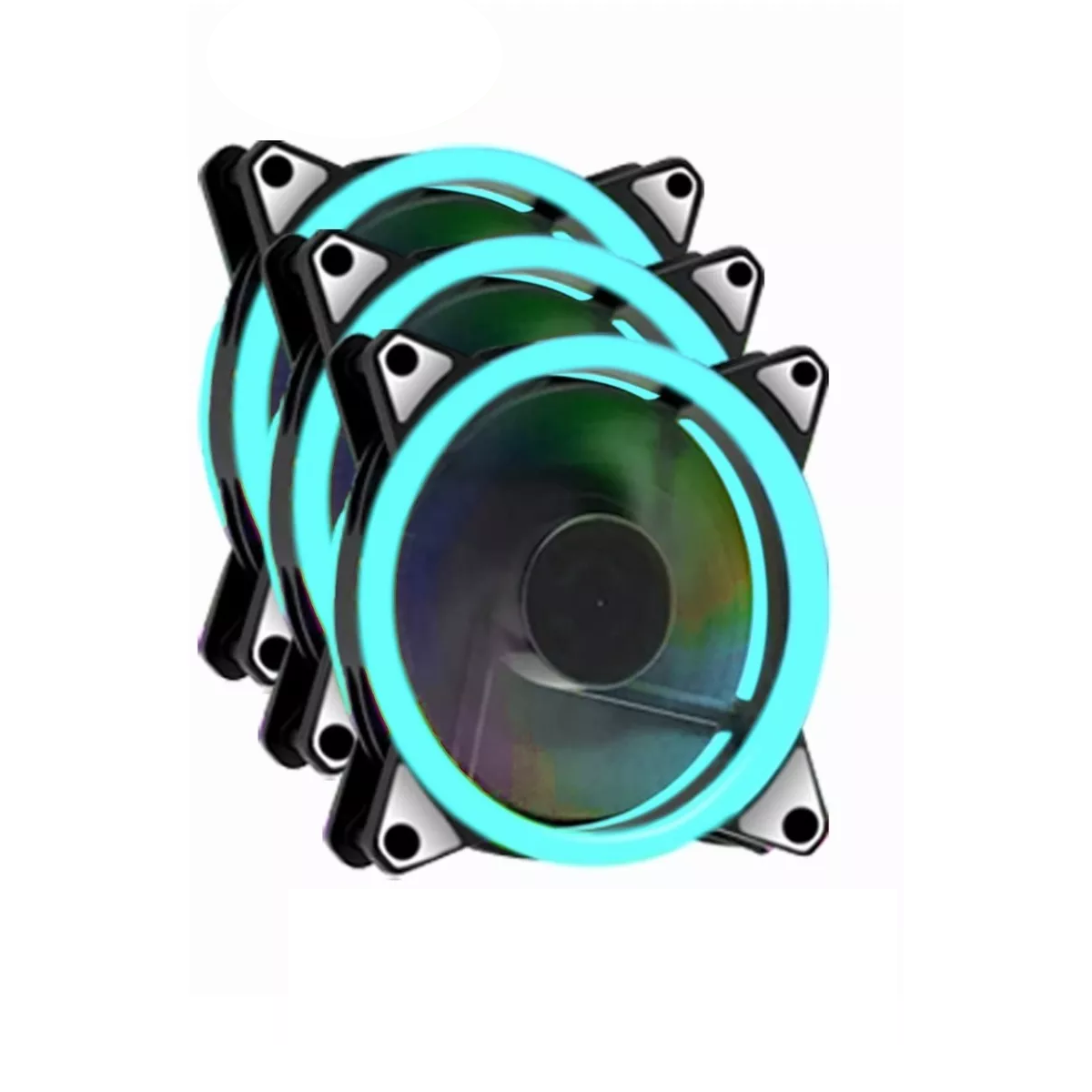 Kit De Ventiladores Rgb De 1200rpm Y 120mm Para Pc, 3 Pzs.Azul Claro