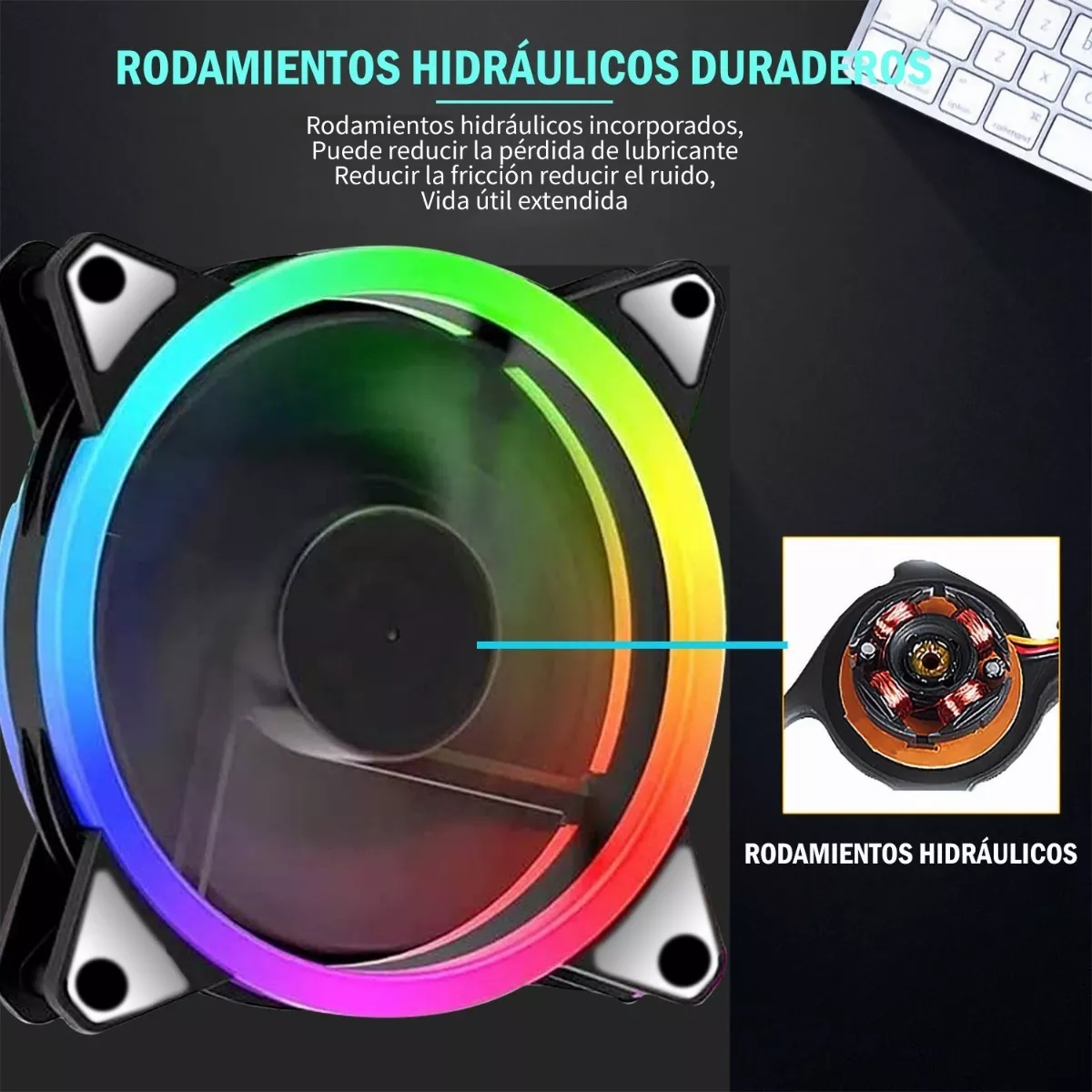 Kit De Ventiladores Rgb De 1200rpm Y 120mm Para Pc, 3 Pzs.Azul Claro