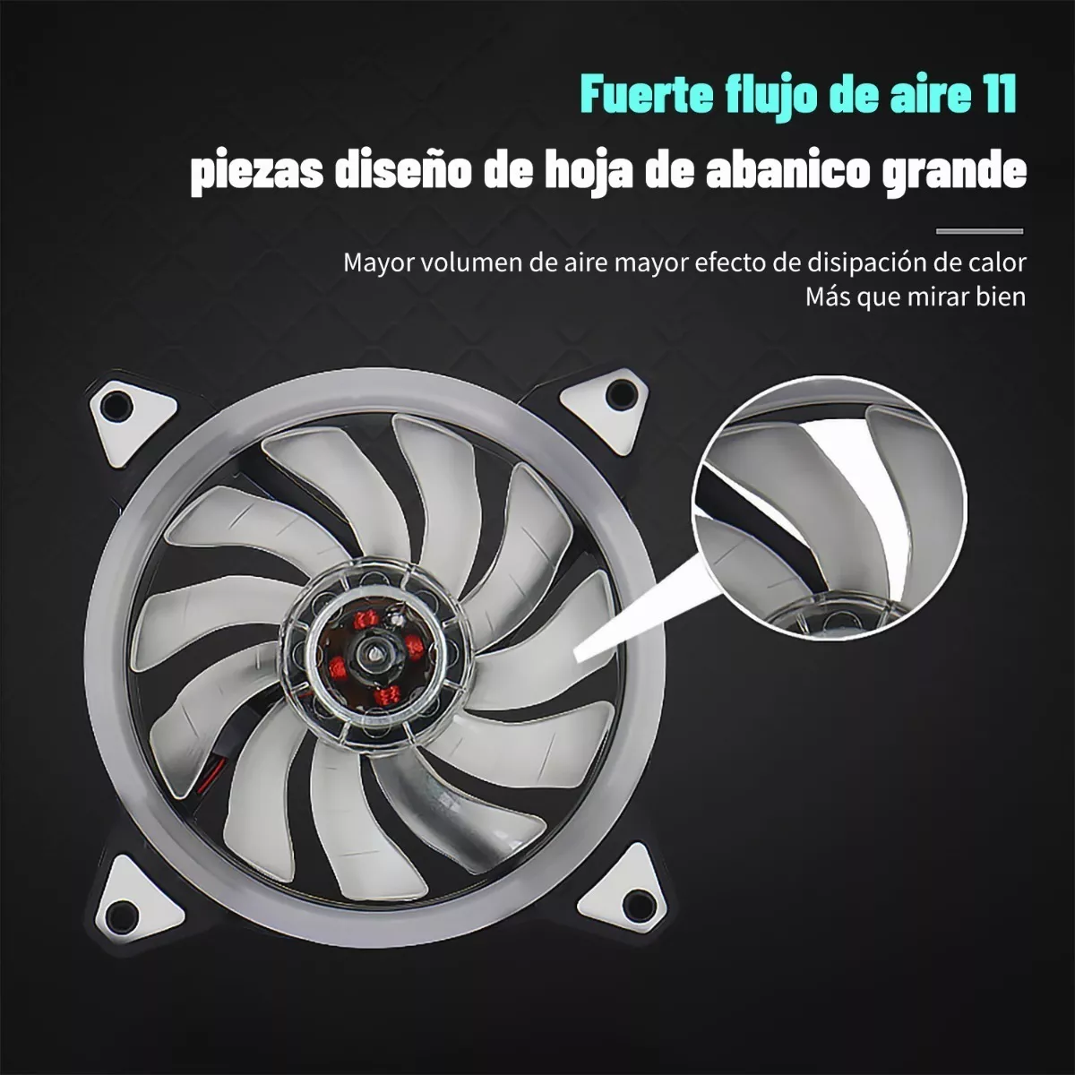Kit De Ventiladores Rgb De 1200rpm Y 120mm Para Pc, 3 Pzs.Azul Claro