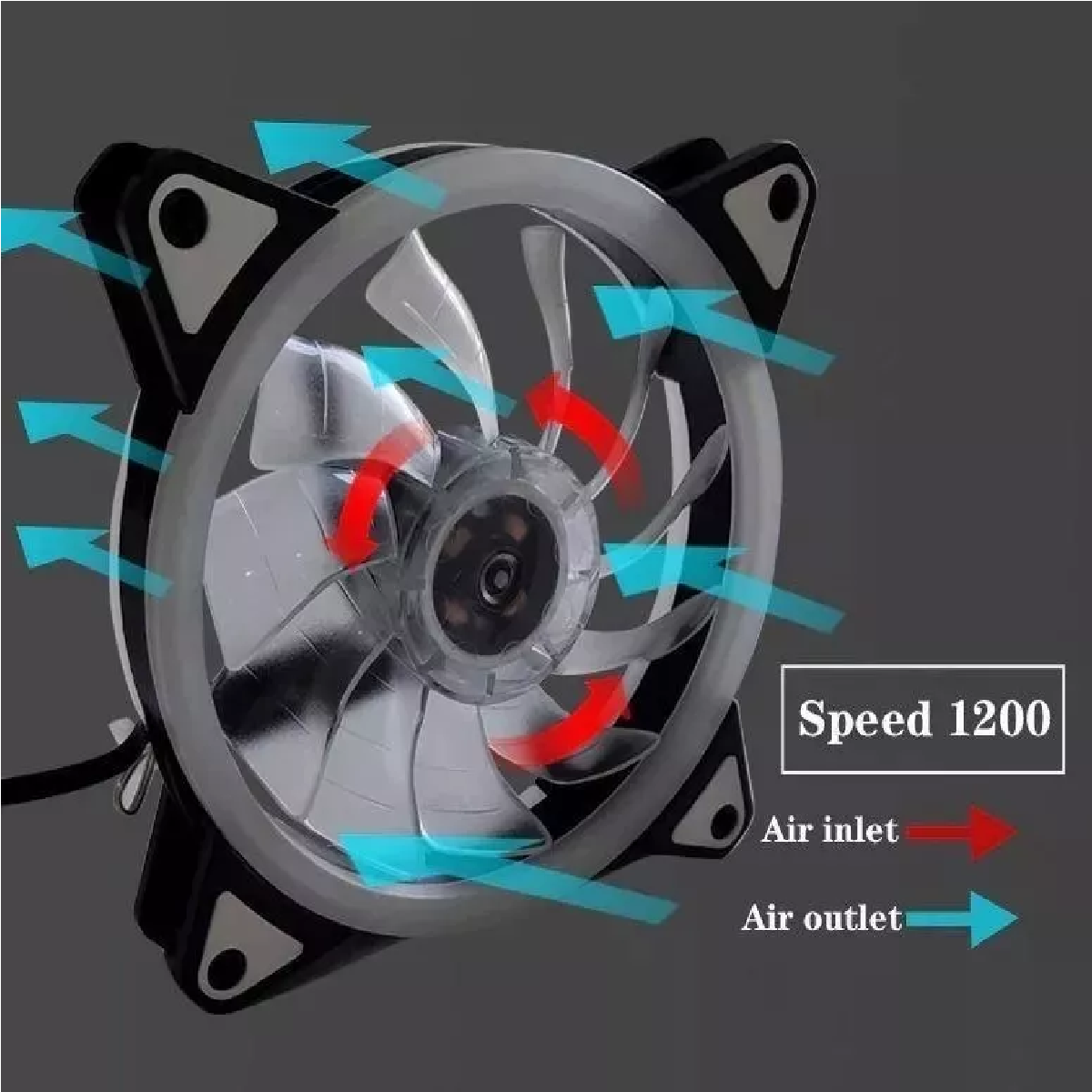 Kit De Ventiladores Rgb De 1200rpm Y 120mm Para Pc, 3 Pzs.Azul Claro