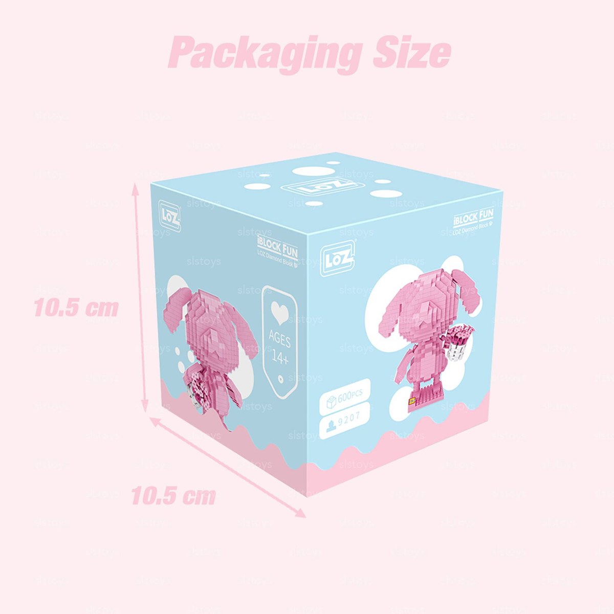 Mini Bloques De Construcción Diseño Conejo Rosa Loz.