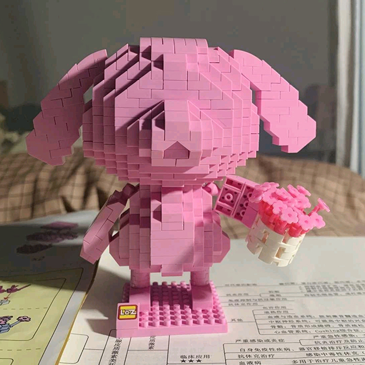 Mini Bloques De Construcción Diseño Conejo Rosa Loz.