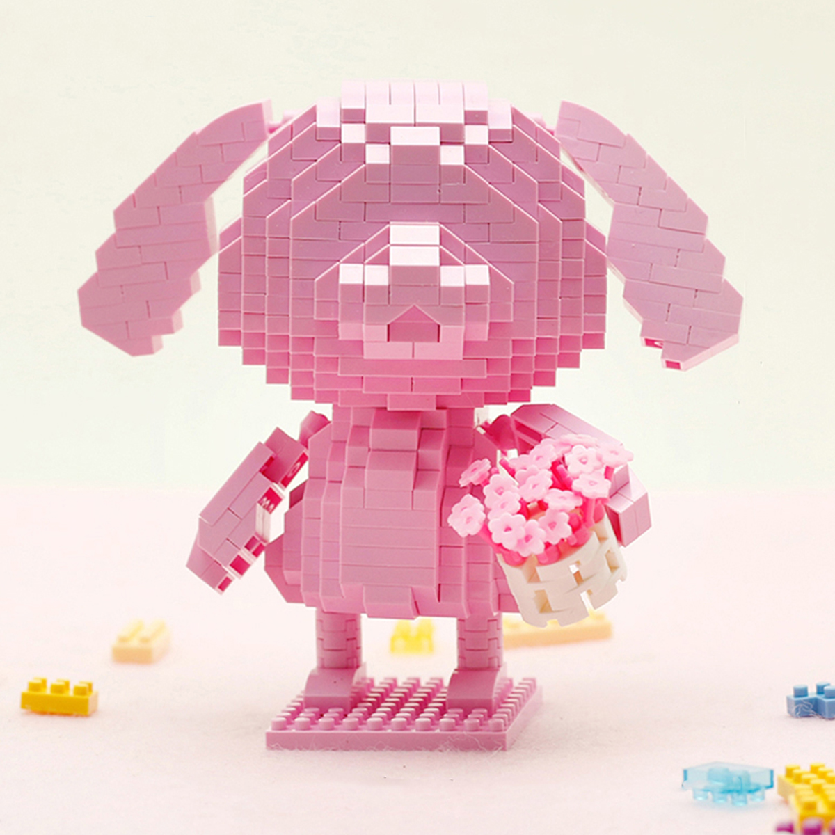 Mini Bloques De Construcción Diseño Conejo Rosa Loz.