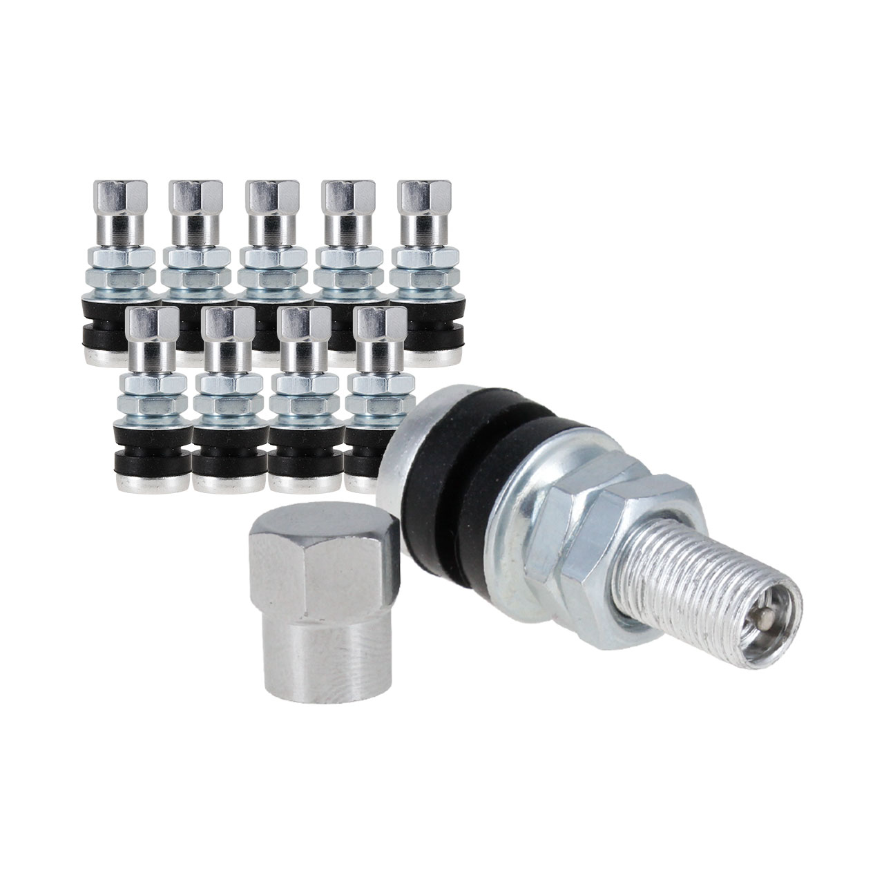 10 Valvula Sellomatica Metalica Pivote Rin Llanta Auto Moto