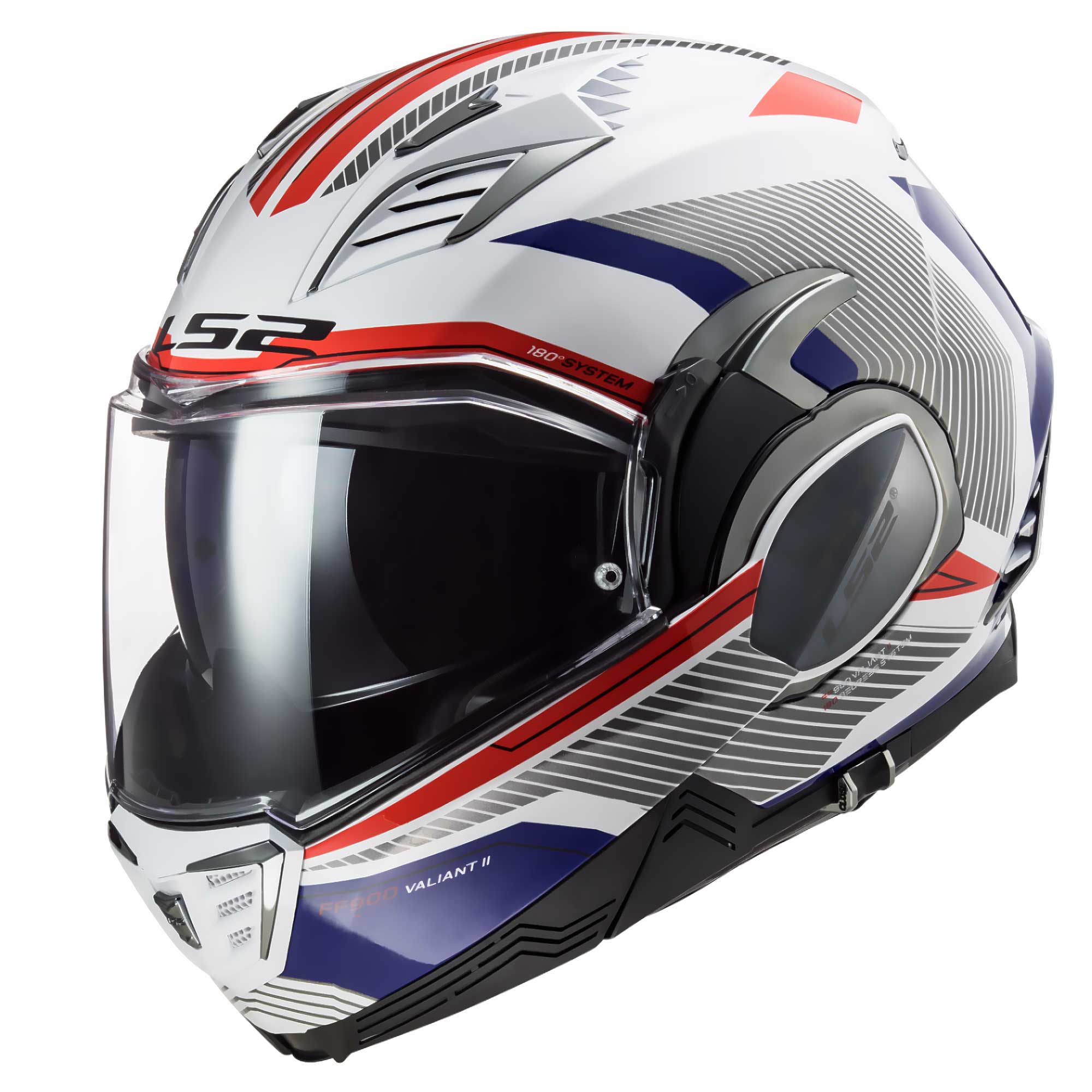 CASCO ABATIBLE LS2 VALIANT II REVO BLANCO ROJO