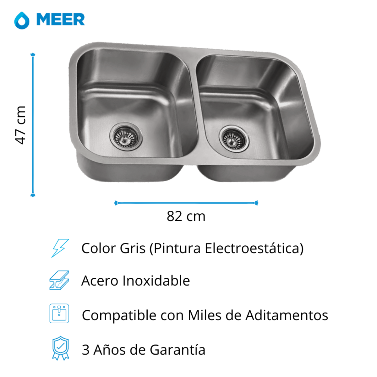 Tarja Doble de Submontar, Incluye Mezcladora y Contra Canasta.
