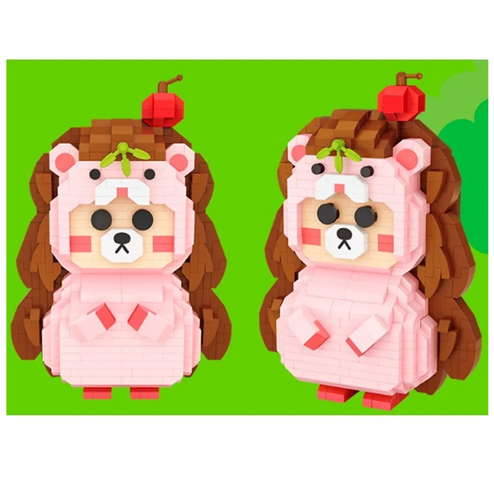 Mini Bloques Armable Erizo Rosa Construcción Juguete Niños Loz