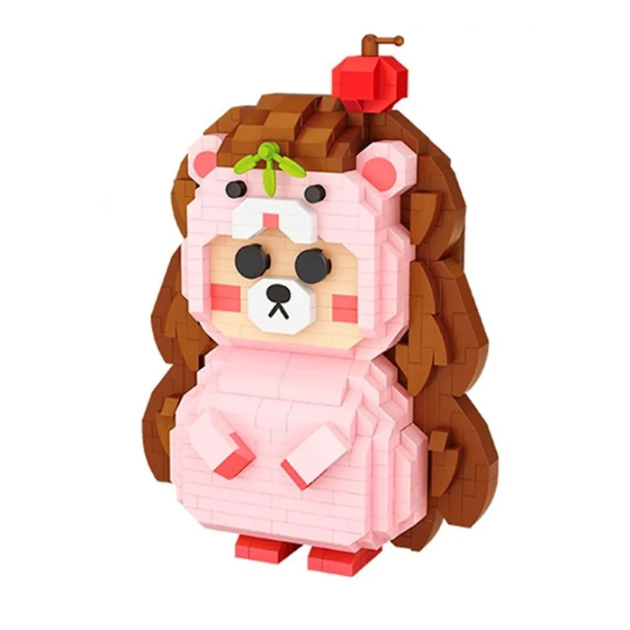 Mini Bloques Armable Erizo Rosa Construcción Juguete Niños Loz