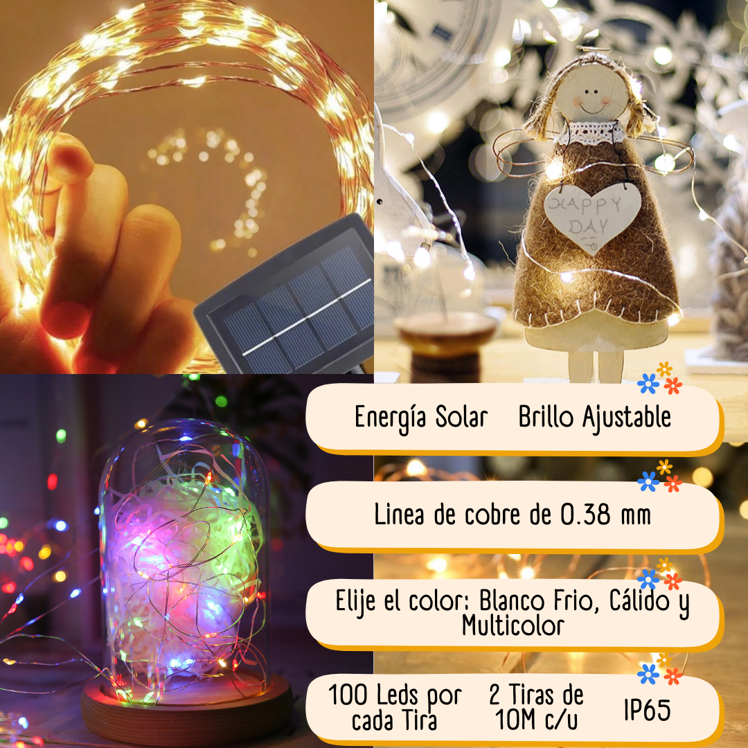 Luces Led solares Tira led decorativa exterior impermeable 2 rollos de 10 metros DOSYU 