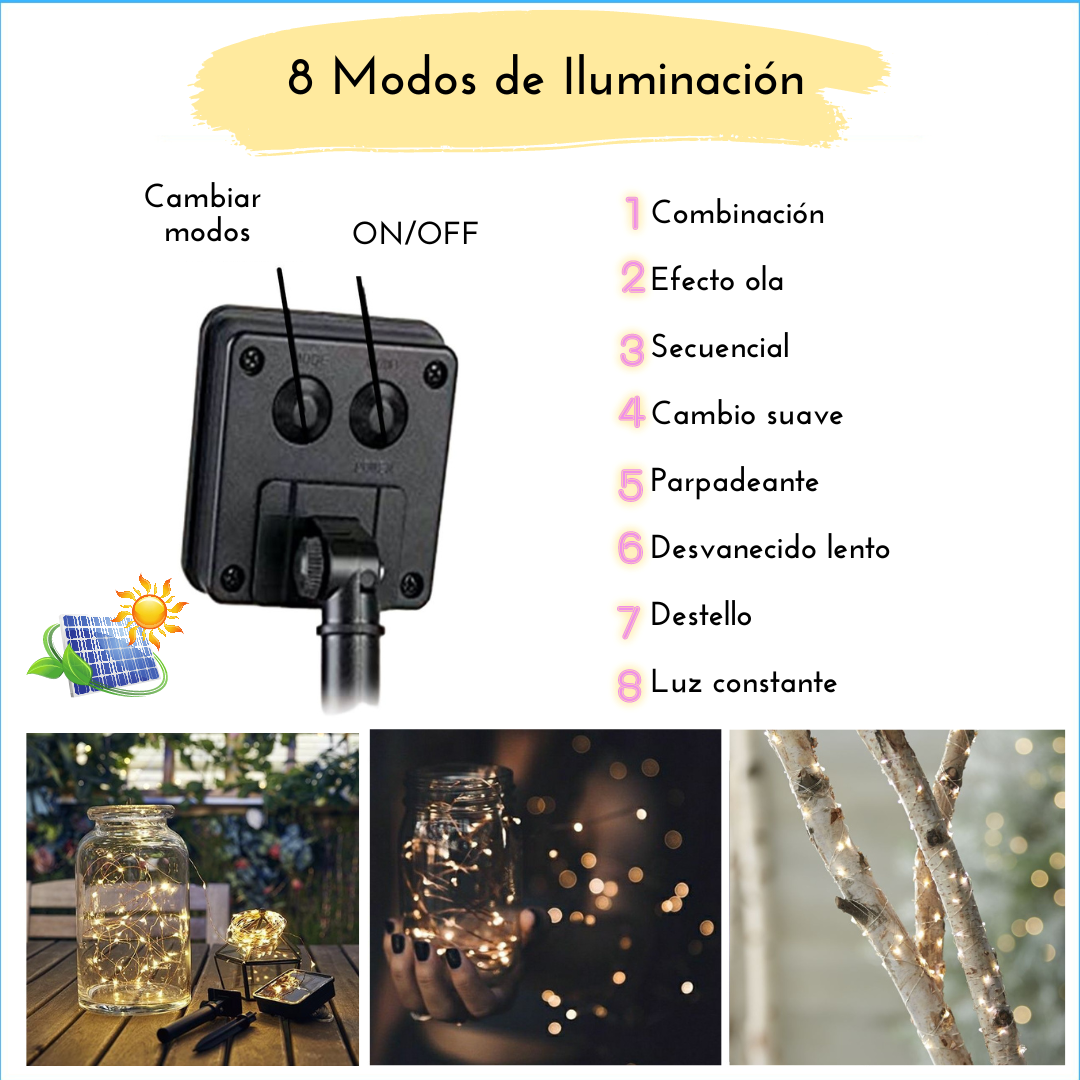 Luces Led solares Tira led decorativa exterior impermeable 2 rollos de 10 metros DOSYU 