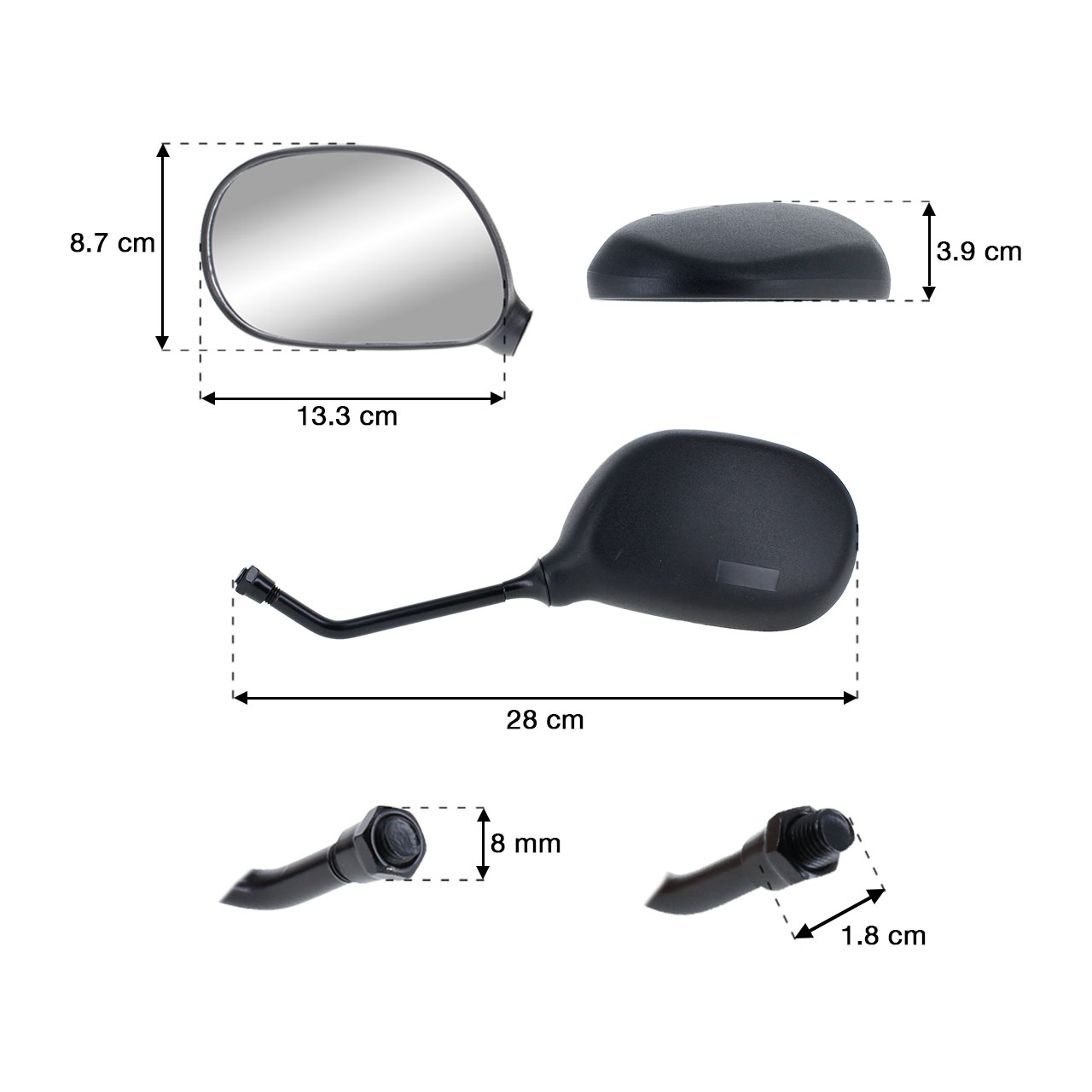 Par Espejos Retrovisores Para Moto Universales Deportivo