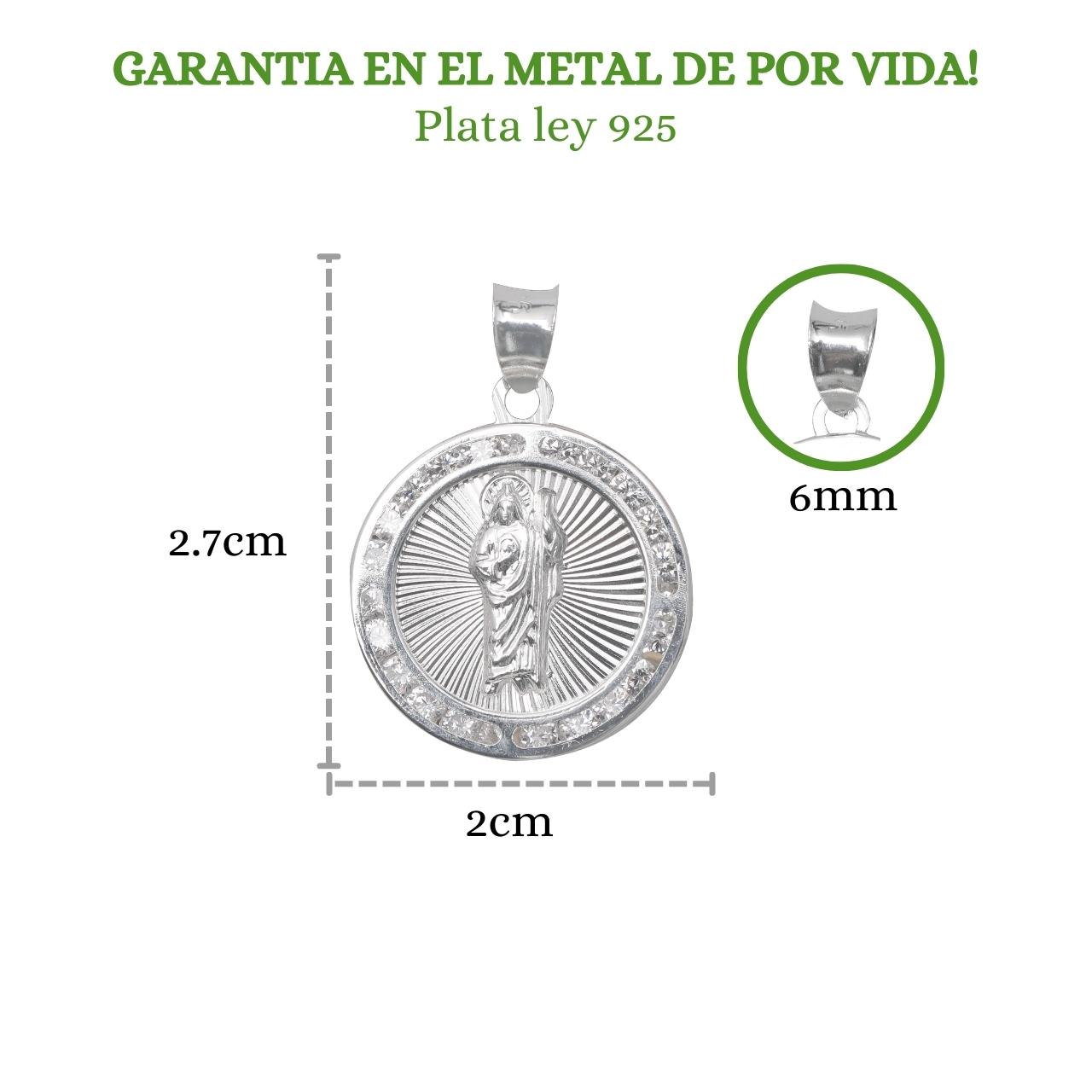 Cadena Con Dije San Judas Tadeo Figaro 60cm Plata Ley 925