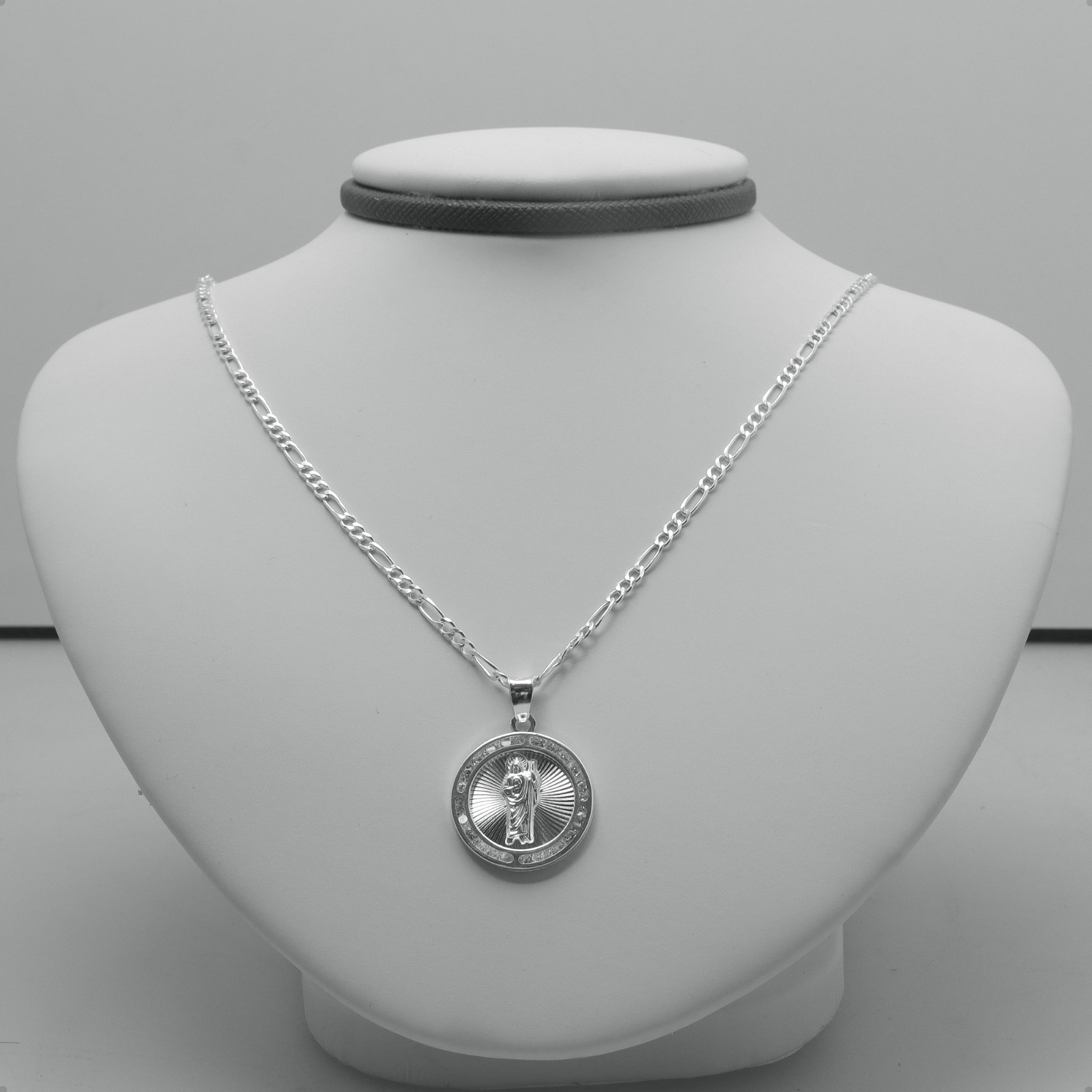 Cadena Con Dije San Judas Tadeo Figaro 60cm Plata Ley 925