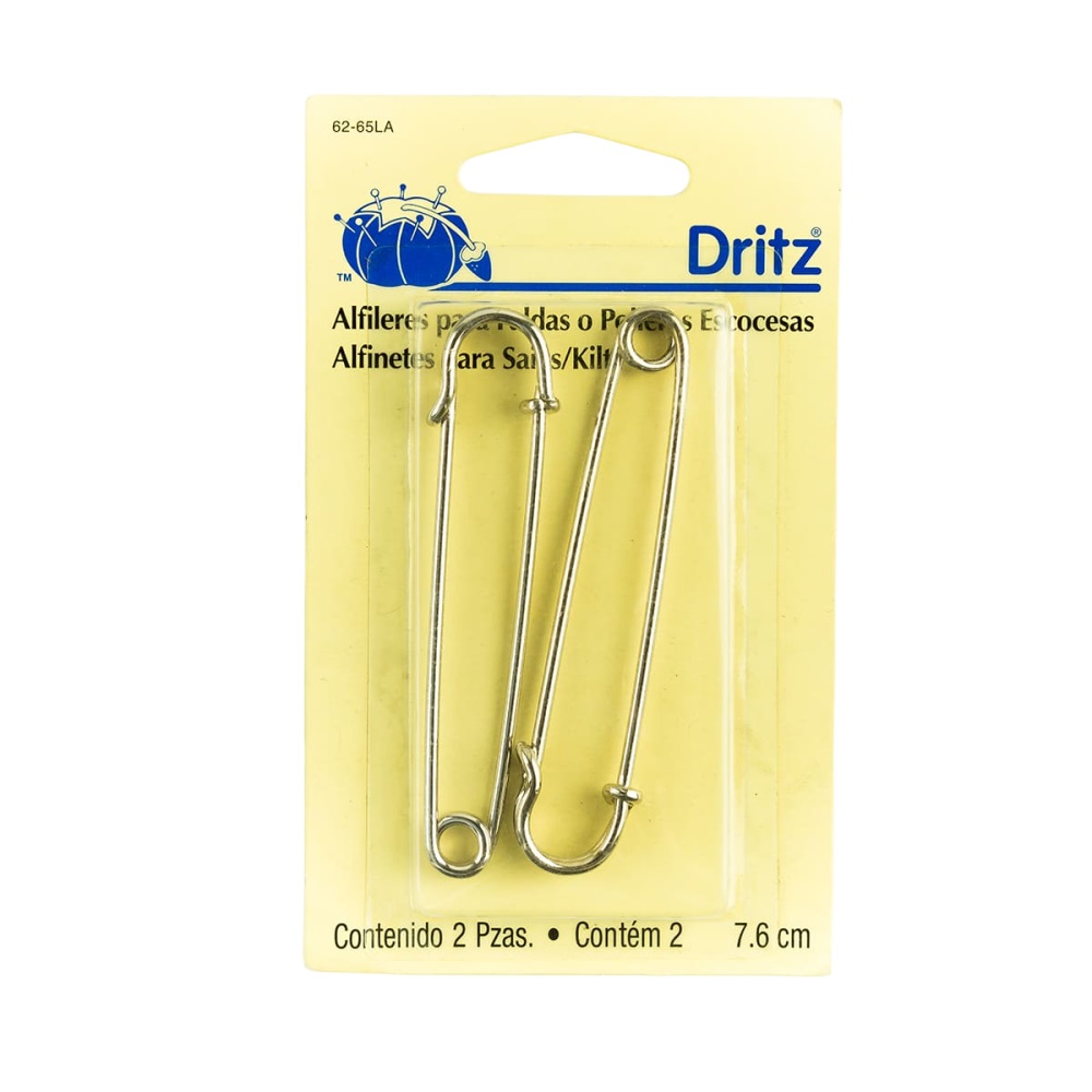 2 Seguros Tipo Escocés Niquelado Inoxidable Dritz 