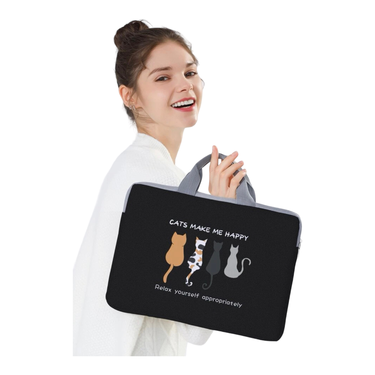 Bolsa Funda Case Para Laptop Estampado De Gatos 14 Pulgadas