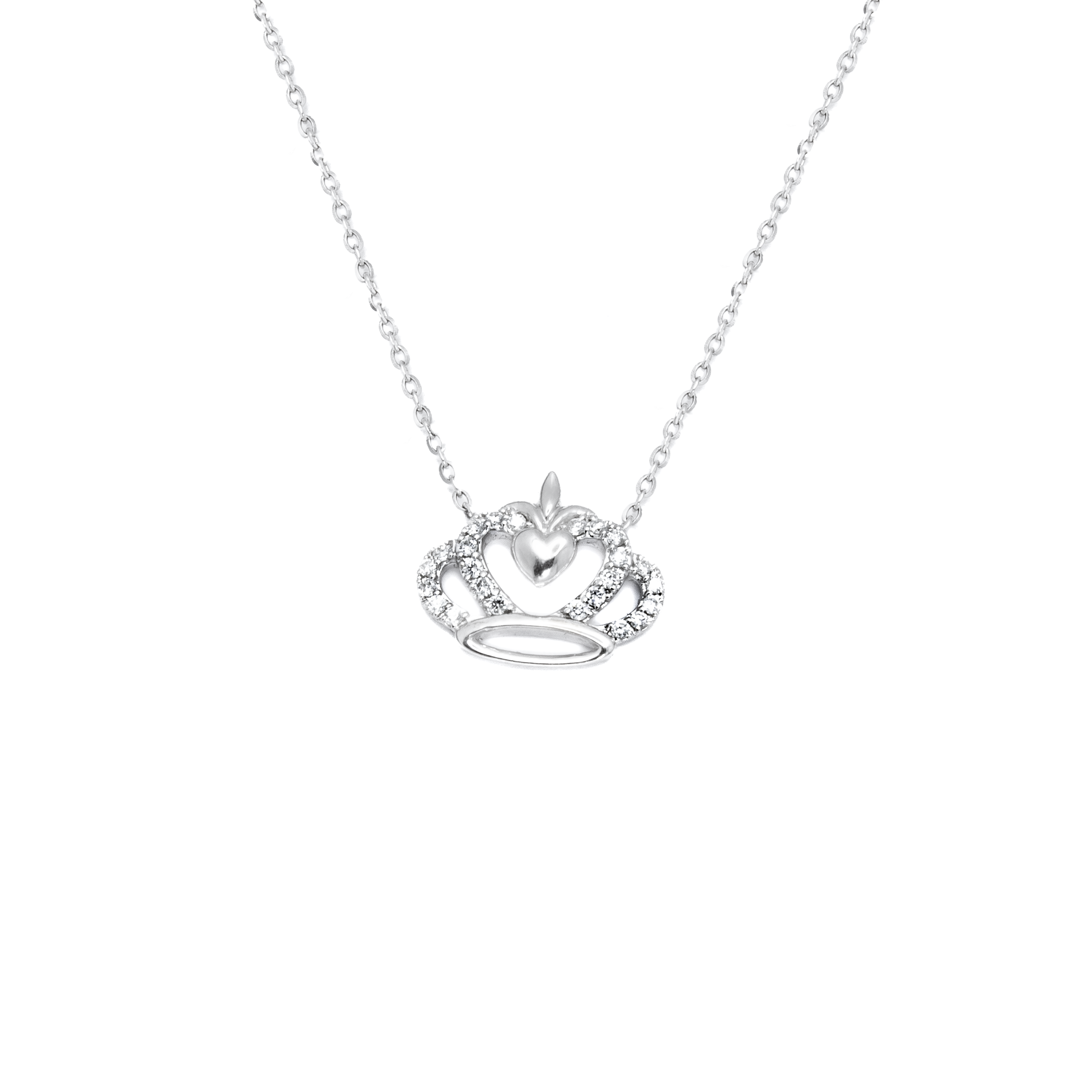 Gargantilla Corona con Diamantes 10 Puntos Oro blanco 14 Kilates.