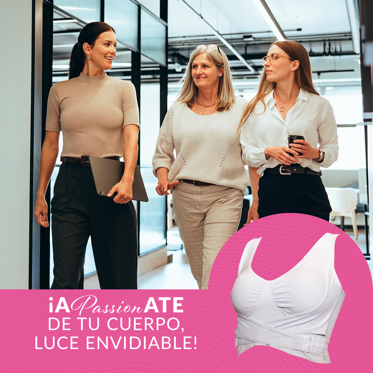 Brasier Push Up Sin Varillas Set de 3 piezas con soporte para busto y Control de rollos en laterales Passion Wear Bra elaborado en tejido Seamless