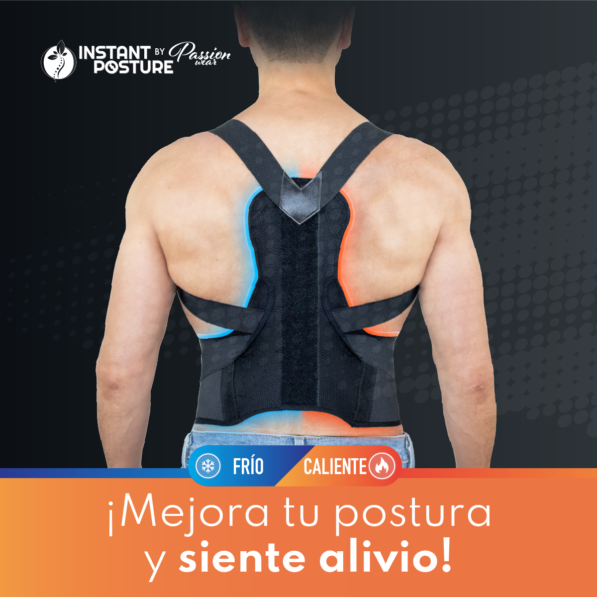 Corrector de Postura incluye Gel Frío o Caliente,Descanso muscular,Corrige Posición Encorvada Instant Posture Color Negro Unisex