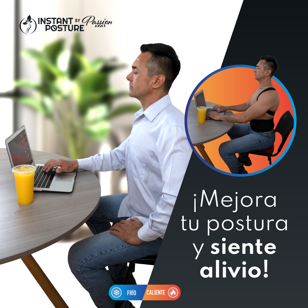 Corrector de Postura incluye Gel Frío o Caliente,Descanso muscular,Corrige Posición Encorvada Instant Posture Color Negro Unisex