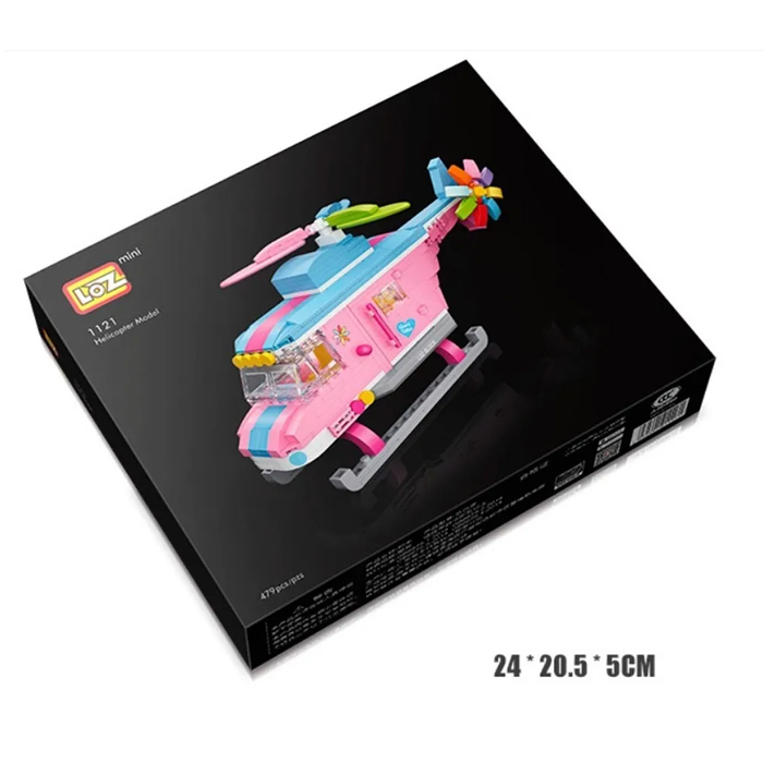 Mini Bloques De Construcción Helicóptero Rosa Juguete Loz