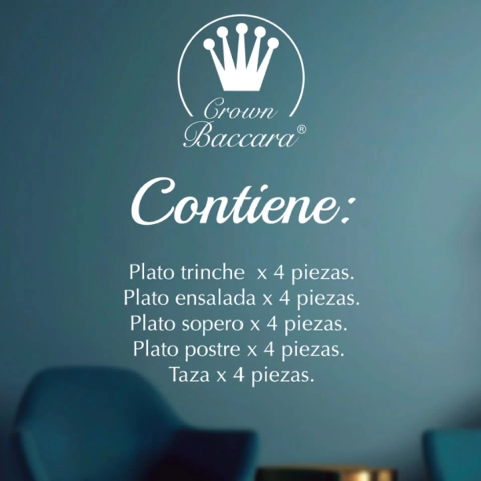 Vajilla De Porcelana Crown Baccara Essenziale Para 4 Personas SMS