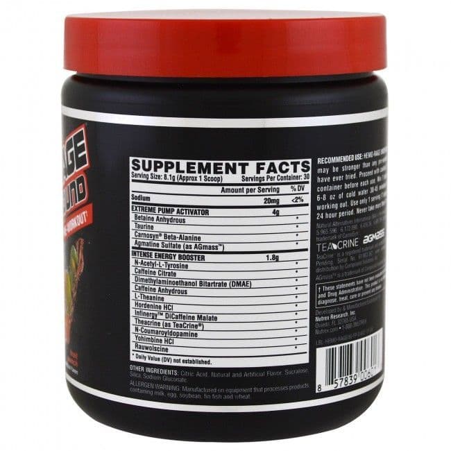 Pre Entreno Hemo-Rage Underground Nutrex 243g 30 serv