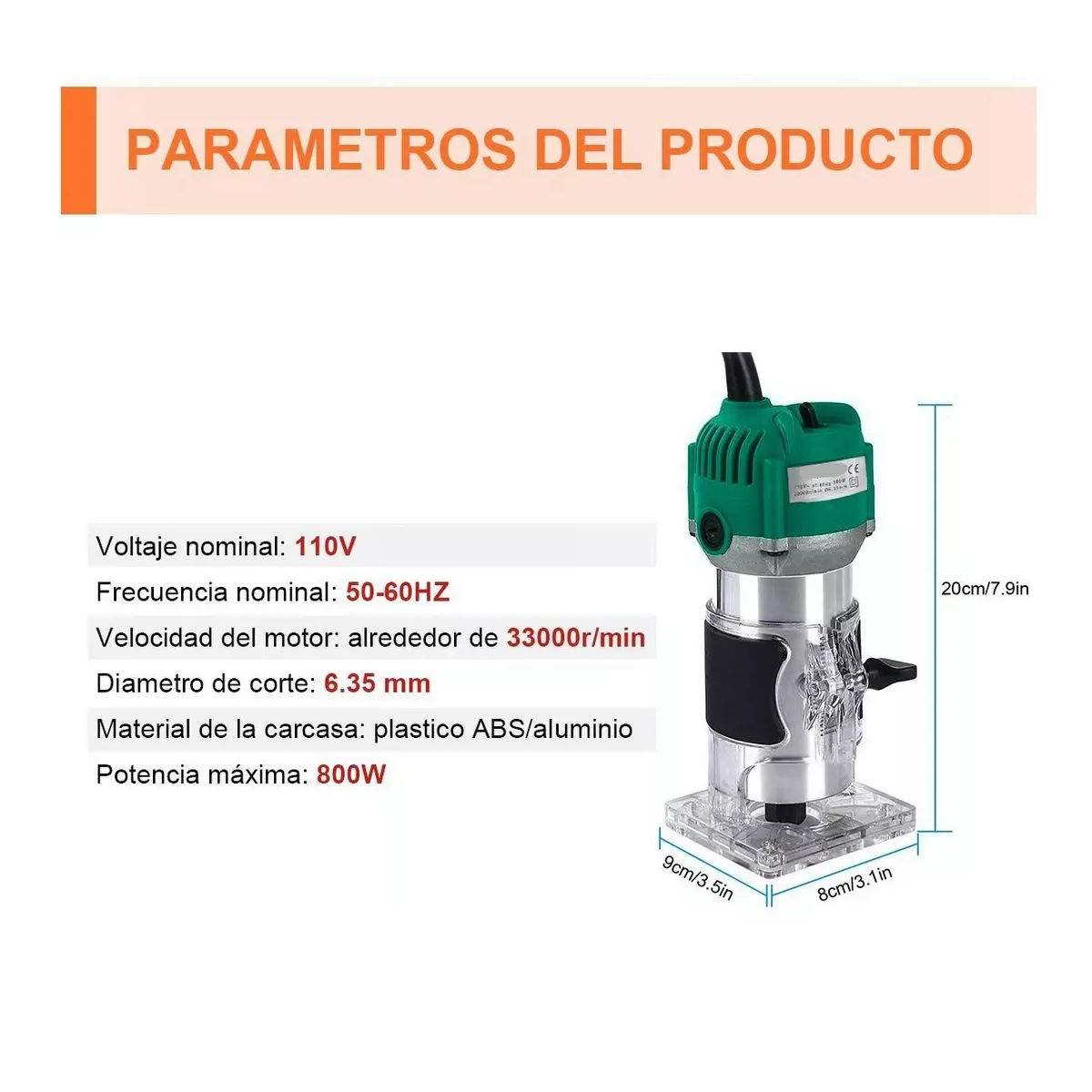 Router Recortador Rebajadora 800w Con 15 Brocas 1/4