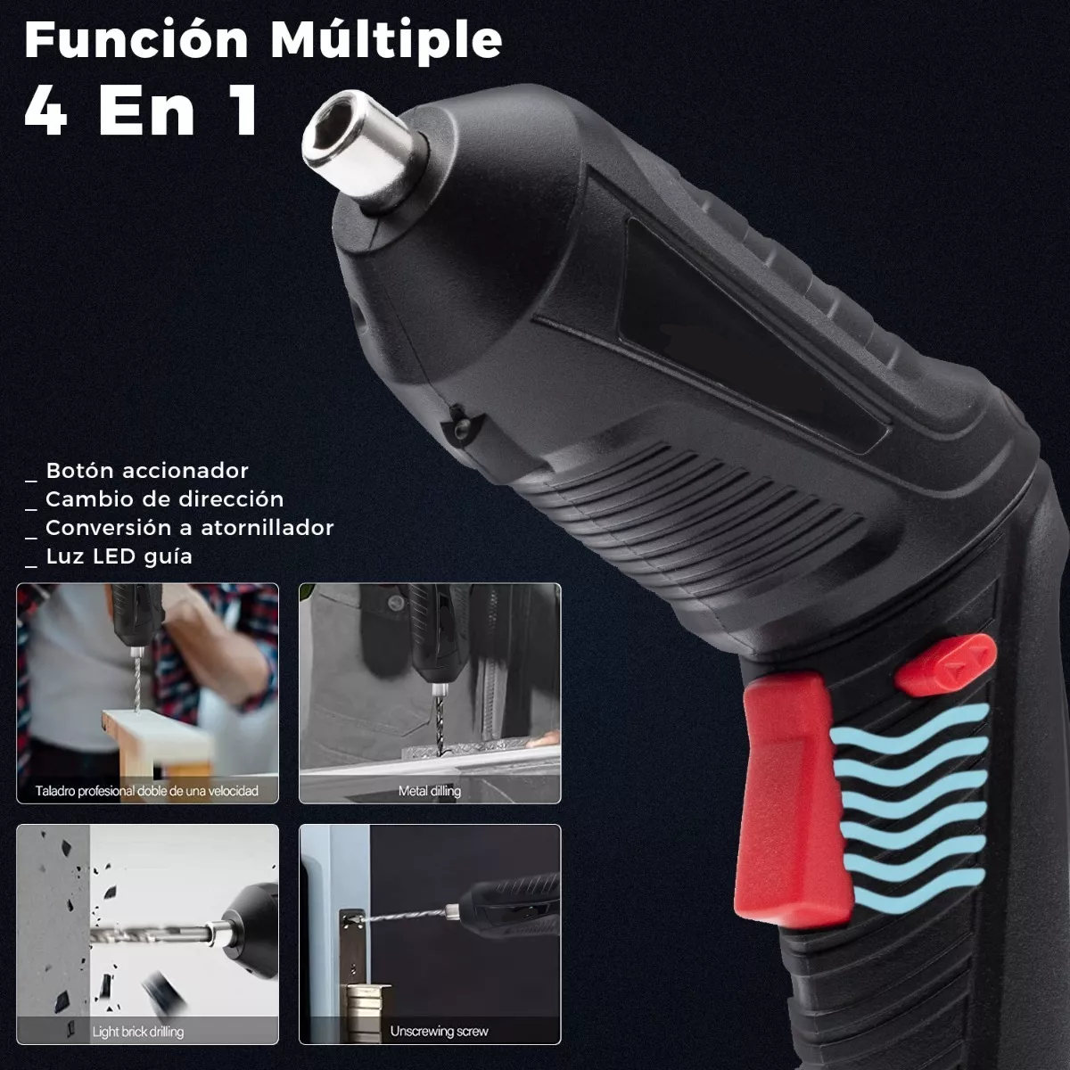 Destornillador Eléctrico Taladro Inalámbrico 3.6v, 47pcs