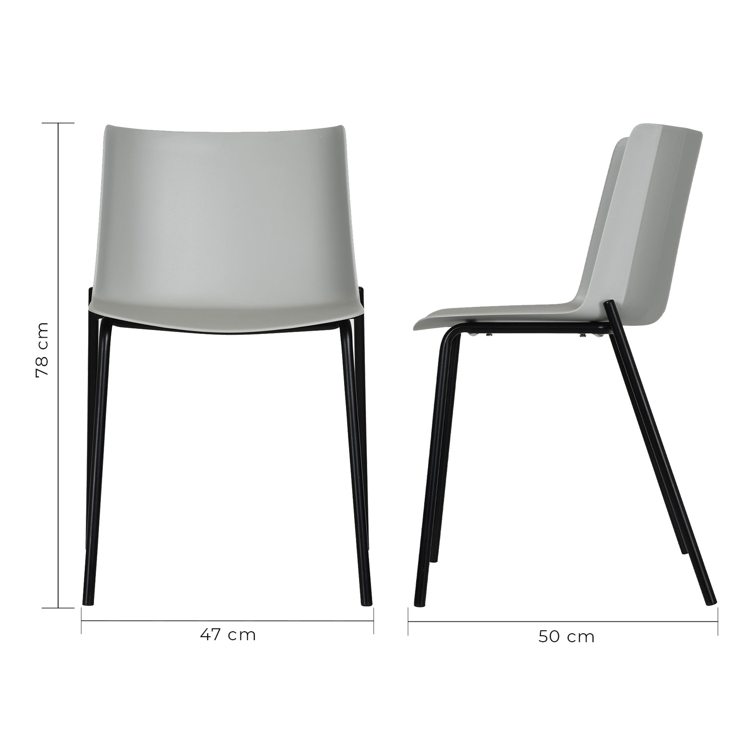 Set 4 Sillas Minimalista para Comedor Colombo Gris Plástico Mundo In