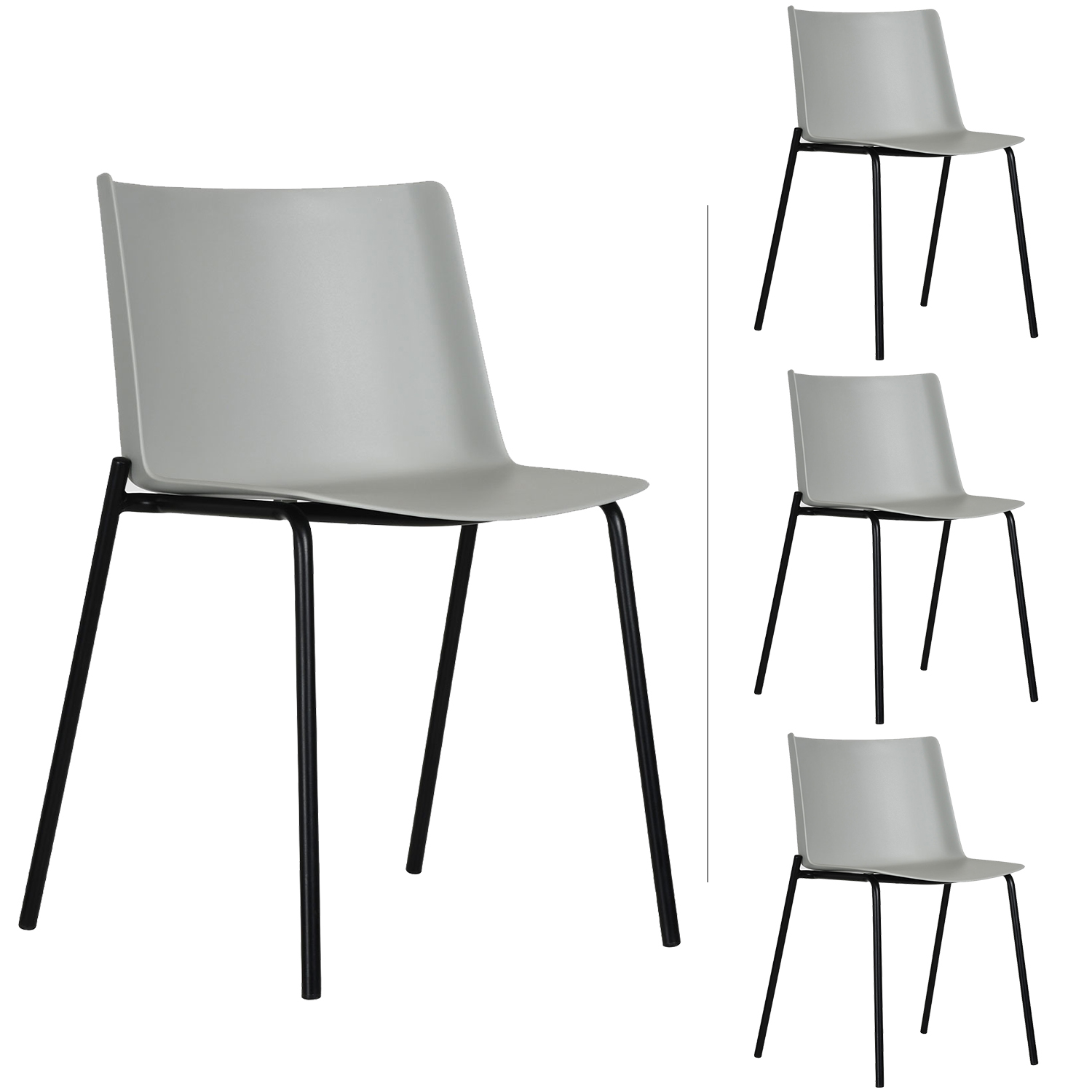 Set 4 Sillas Minimalista para Comedor Colombo Gris Plástico Mundo In