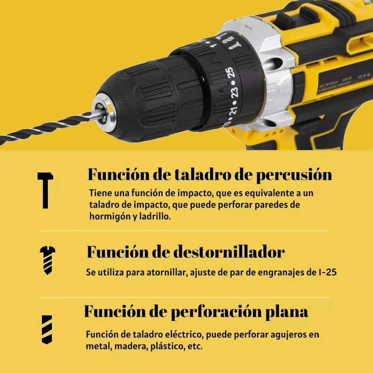 Taladro De Impacto Inalámbrico Con Batería De Litio