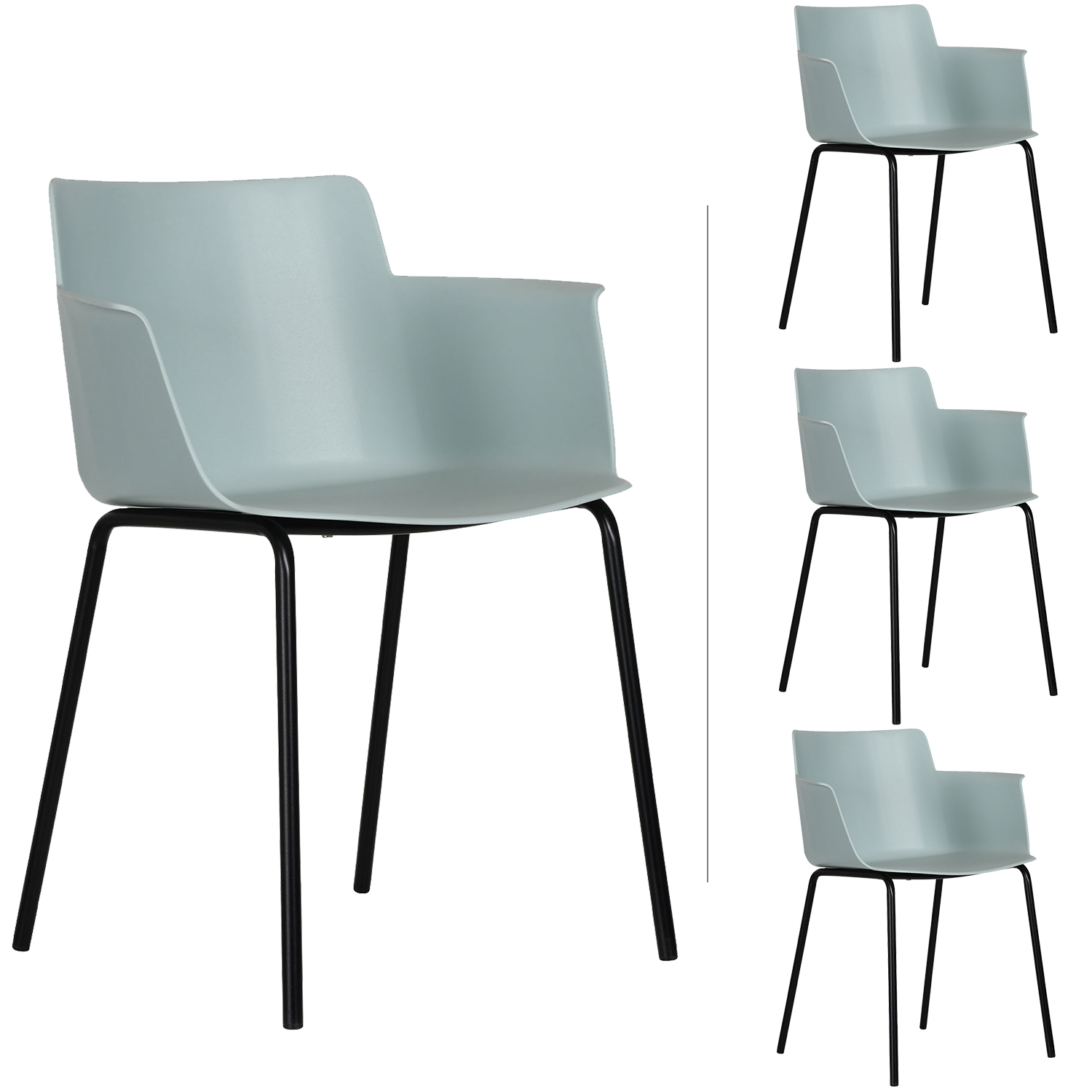 Set 4 Sillas Minimalista Exterior Potenza Turquesa Mundo In