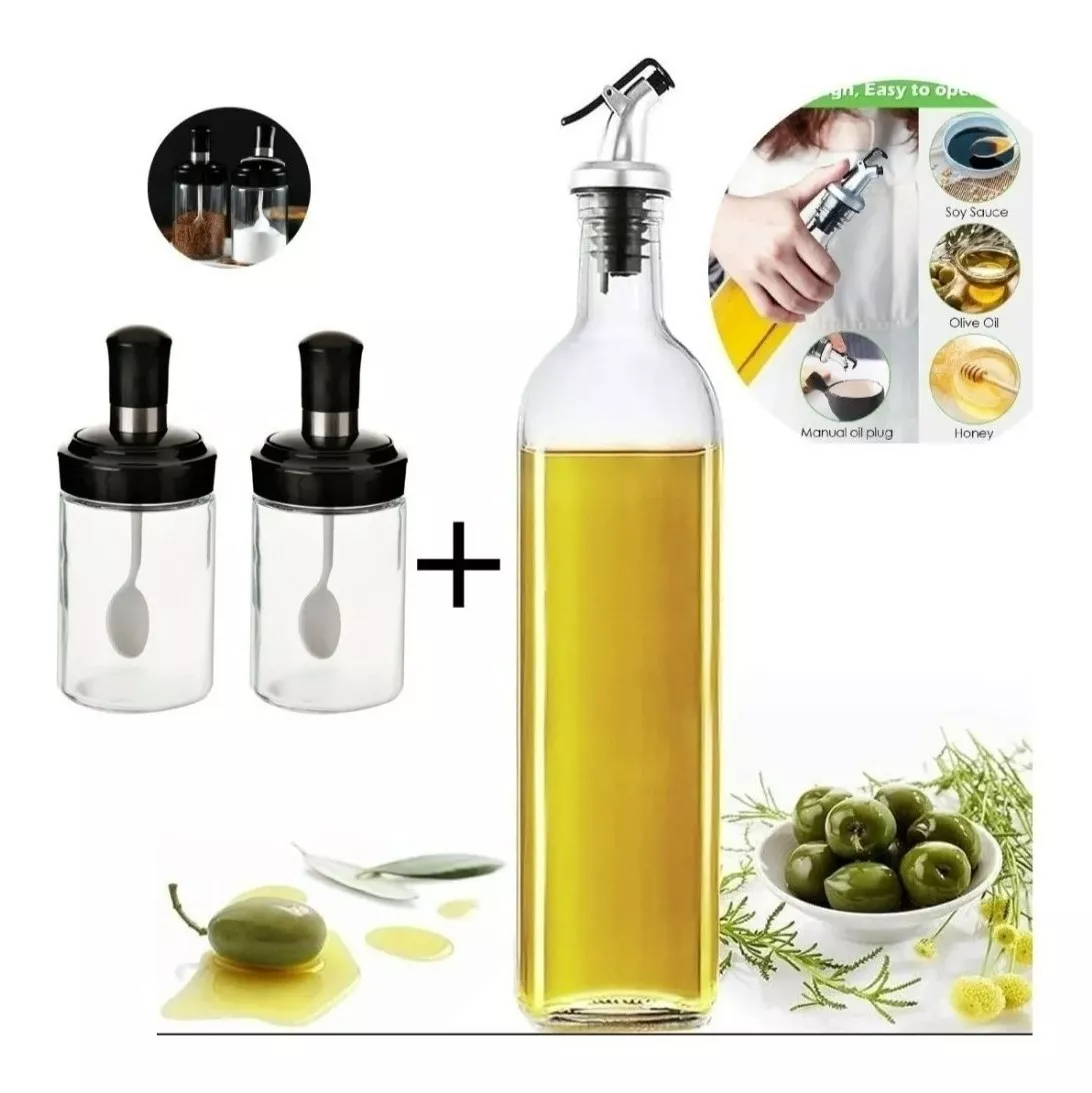 Dispensador Botella Para Aceite Con 2 Especiero Aceitera