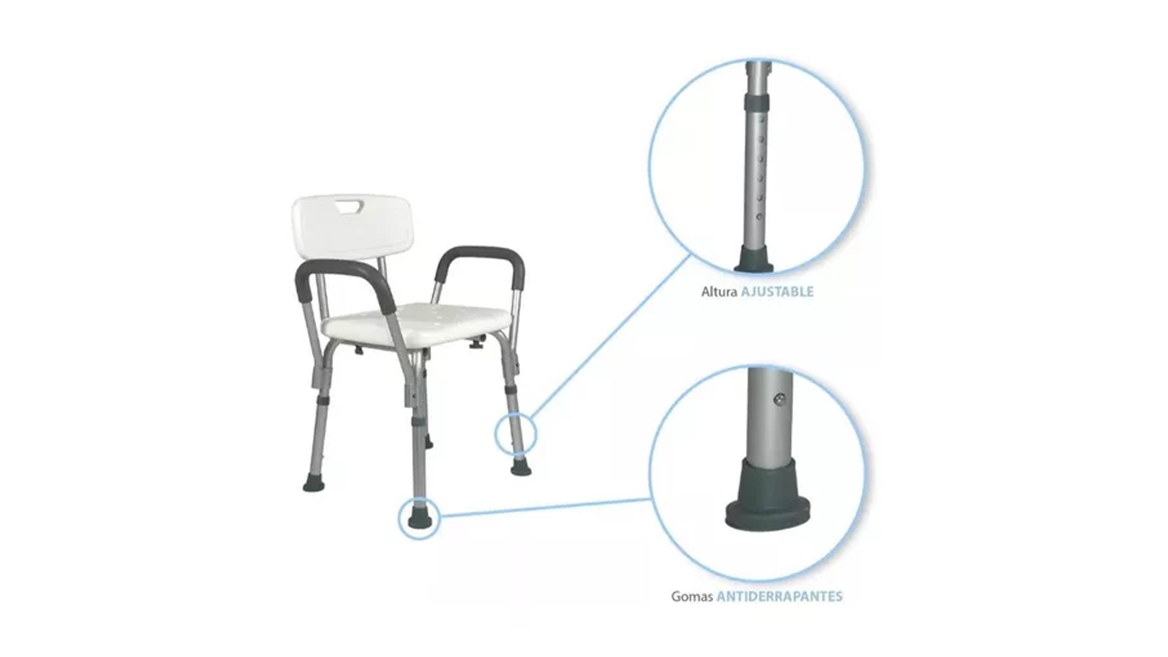Silla de ducha con ruedas, silla de ruedas plegable de altura ajustable,  silla de ducha resistente con cómoda grande para personas mayores (aleación