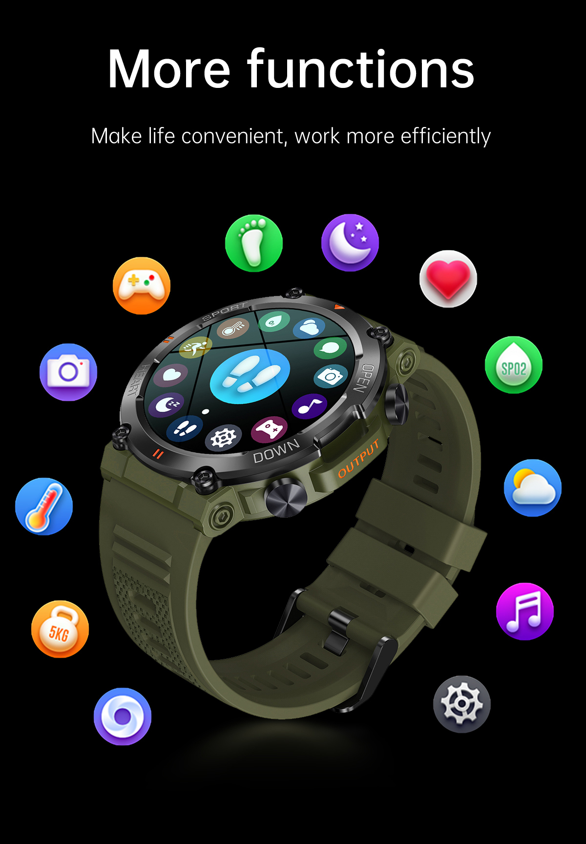Reloj Inteligene K56 PRO, Nueva pantalla 1,39 in HD, Llamadas Bluetooth,Impermeable con Batería de 400mAh