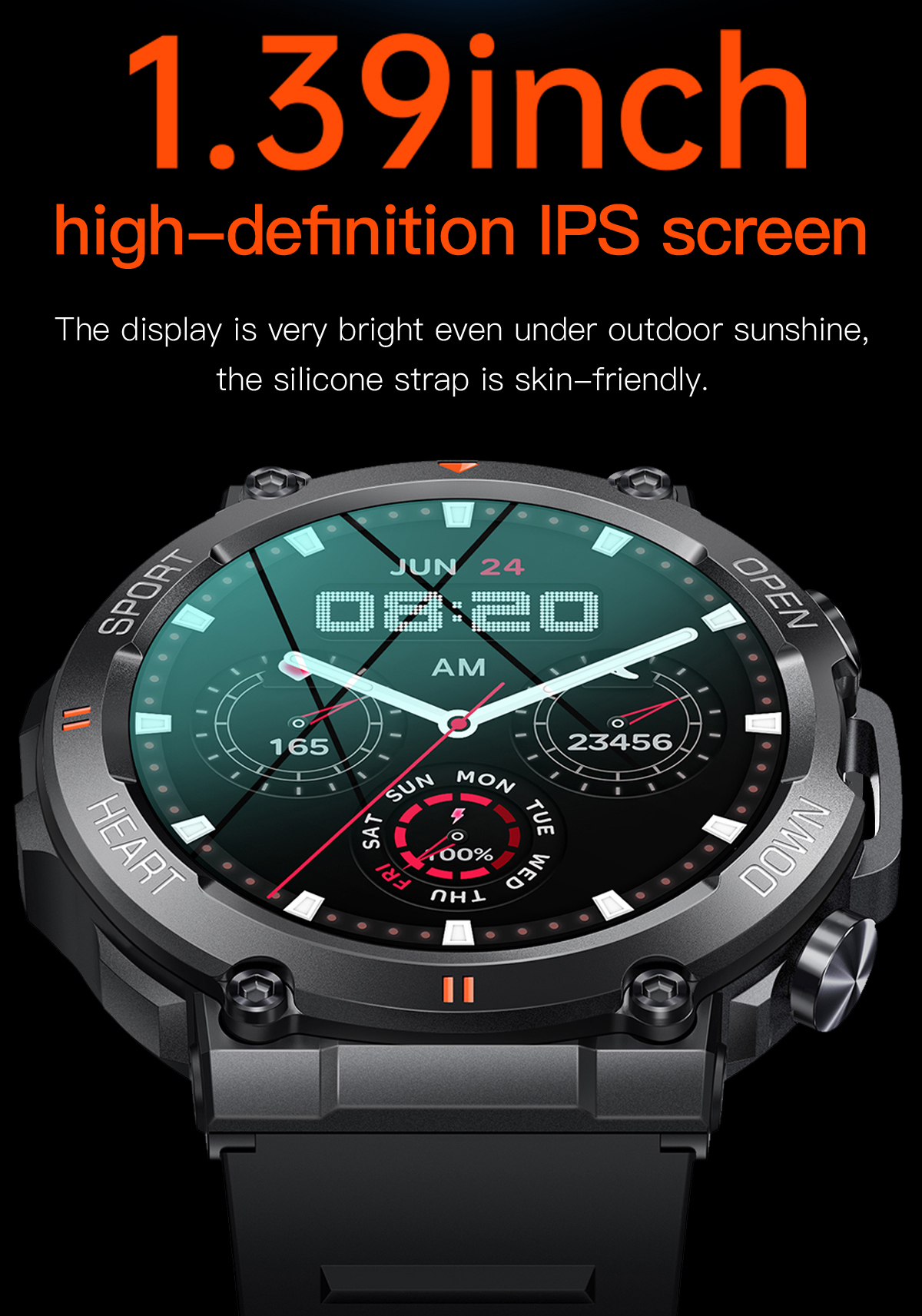 Reloj Inteligene K56 PRO, Nueva pantalla 1,39 in HD, Llamadas Bluetooth,Impermeable con Batería de 400mAh