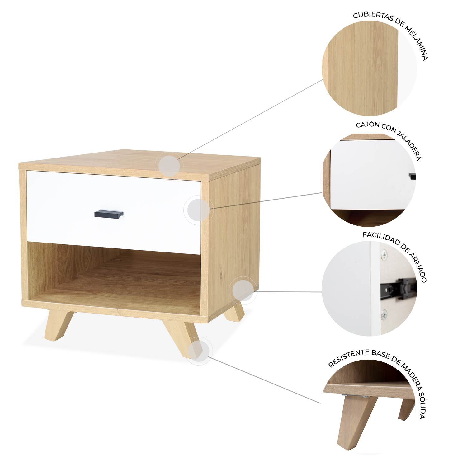 Buro Mesa Lateral Castella Comoda Cajonera 50x40 cm Mundo In