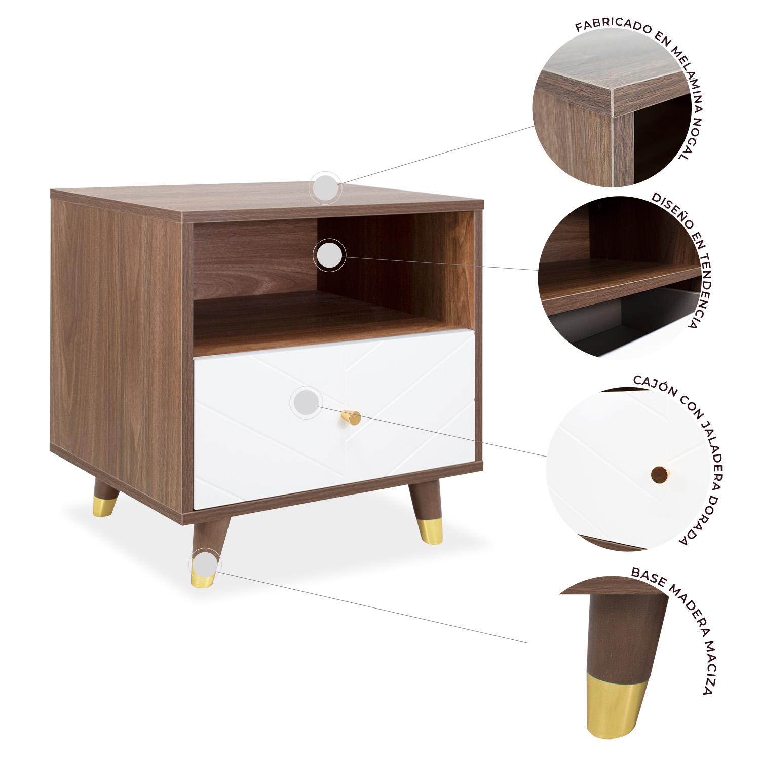 Buro Mesa Lateral Teramo Comoda Cajonera 50x40 cm Mundo In